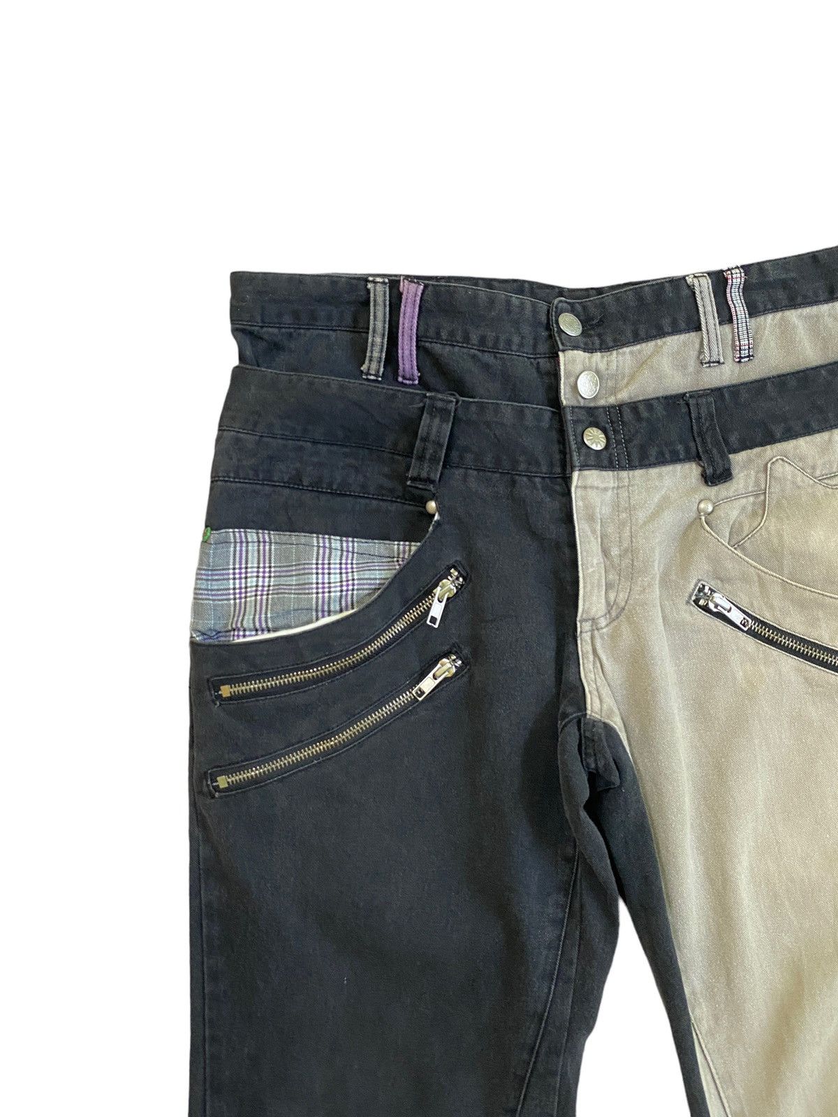 Hysteric Glamour × Japanese Brand Double Waist 2 tone Colour Many Dope Zipper Pants Size US 30 / EU 46 - 4 Thumbnail