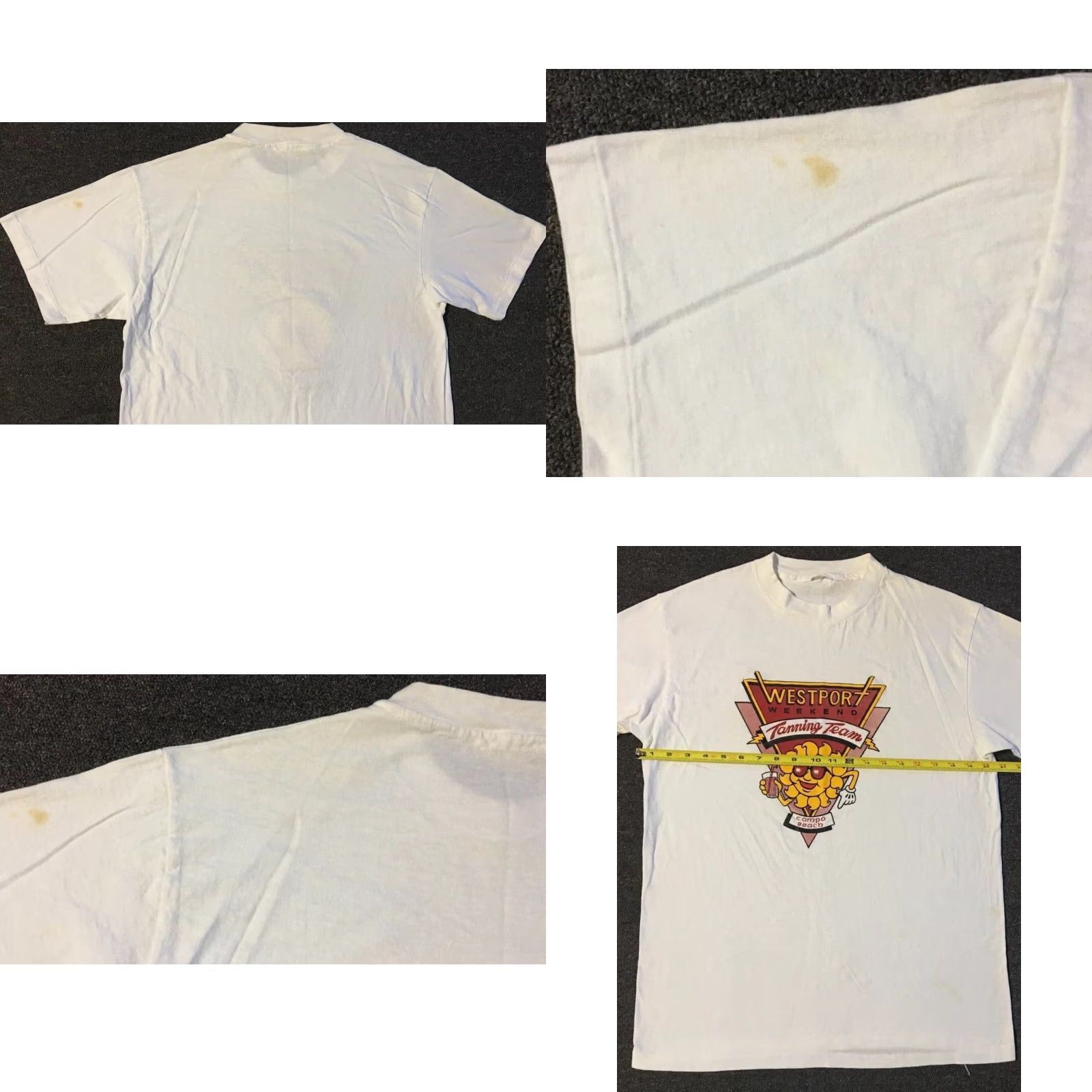 Vintage VINTAGE Westport Connecticut Tanning Team Faded Shirt L White Cotton Graphic Tee Mens 80s 90s Grunge Beach Surf Harley Davidson Single Stitch Size US L / EU 52-54 / 3 - 9 Thumbnail