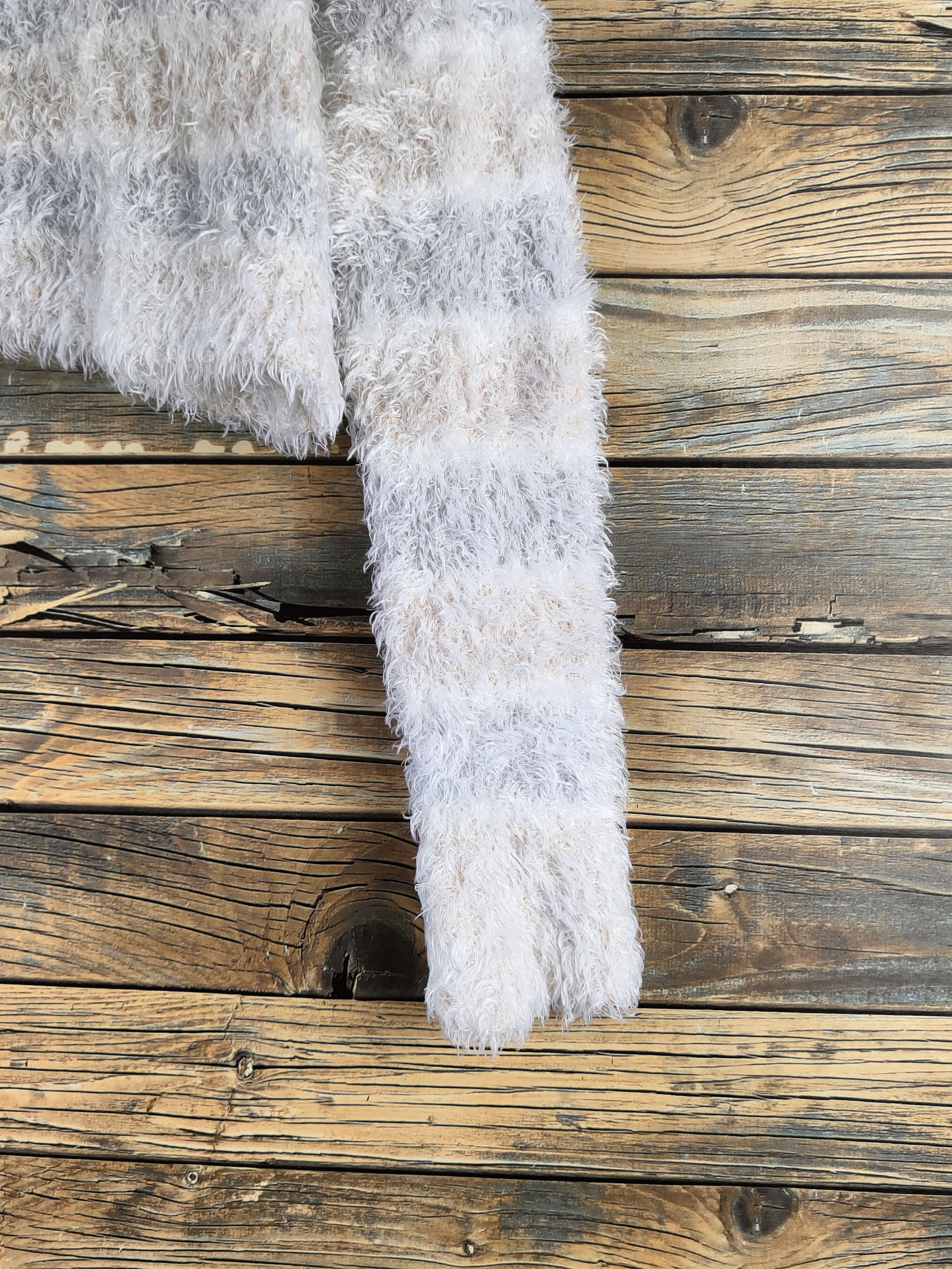 Japanese Brand DL Ray Cassin White Gray Fur Mohair Knitwear #46-952 Size M / US 6-8 / IT 42-44 - 6 Thumbnail