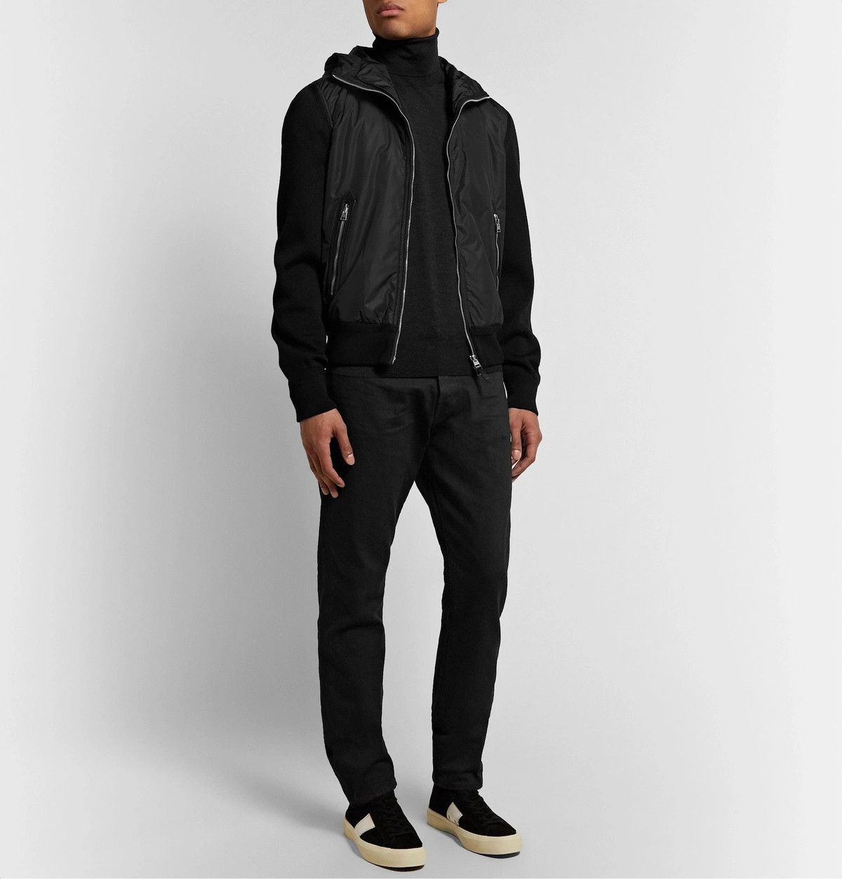 Tom Ford o1w1db10125 TFK154 Wool Hooded Jacket in Black Size US M / EU 48-50 / 2 - 2 Thumbnail
