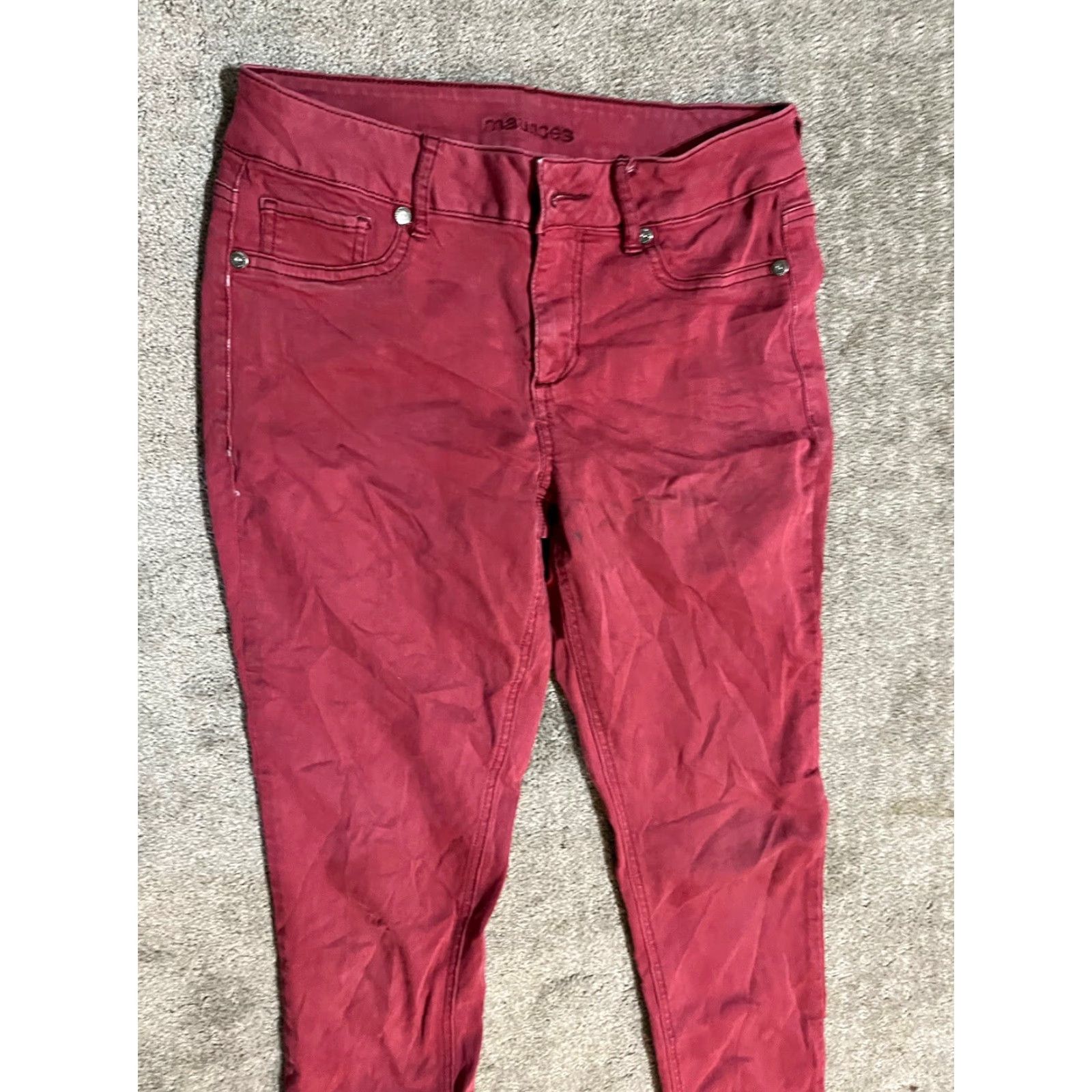 Vintage VINTAGE Maurices Women Jeans Jegging Low Rise Dark Red Size S Stretch Skinny Women Size 28" / US 6 / IT 42 - 2 Thumbnail