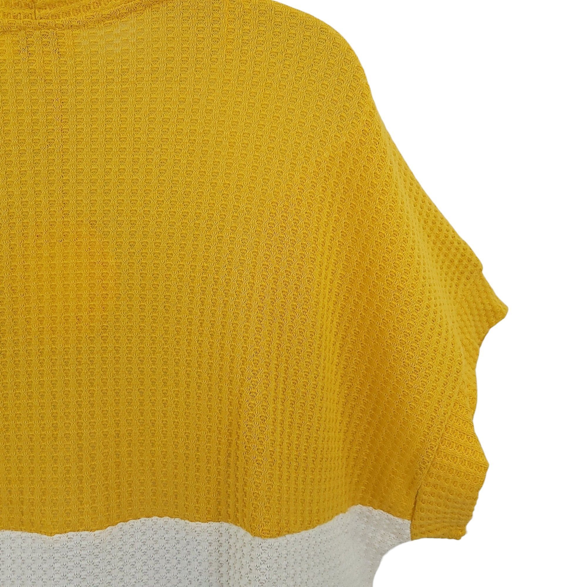 Other Umgee Waffle Knit Top Short Sleeve Womens S Mustard White Size S / US 4 / IT 40 - 10 Thumbnail