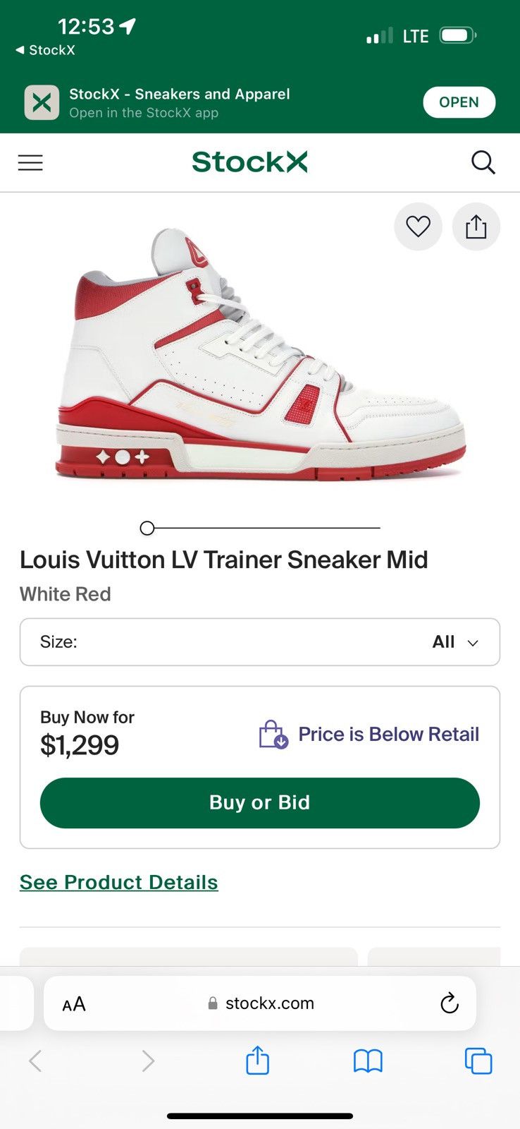 Louis Vuitton LV trainer mid red size LV13 Size US 13 / EU 46 - 6 Thumbnail