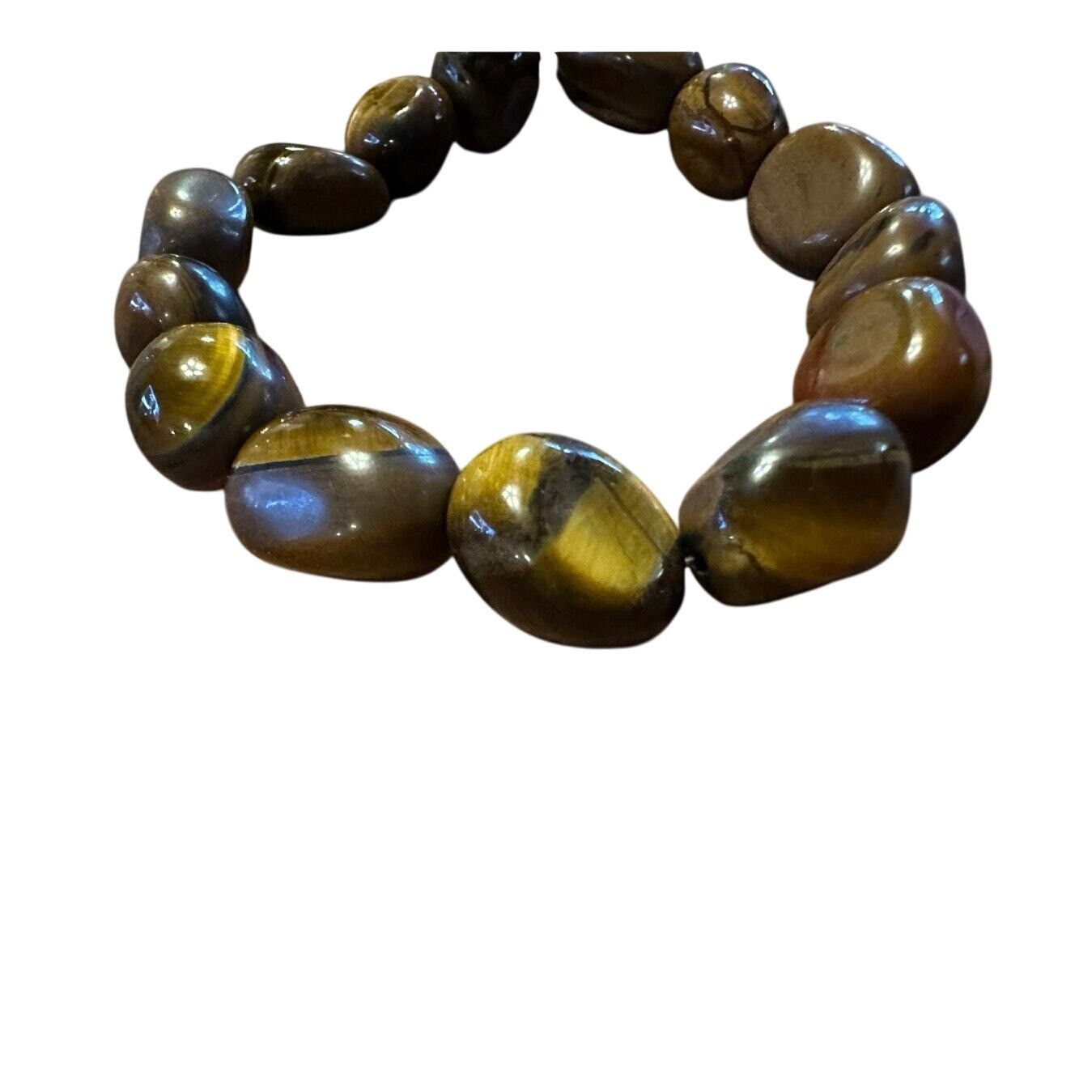 Free People Chunky Tigers Eye Stretch Bracelet For Self-Empowerment & Co Size ONE SIZE - 2 Thumbnail