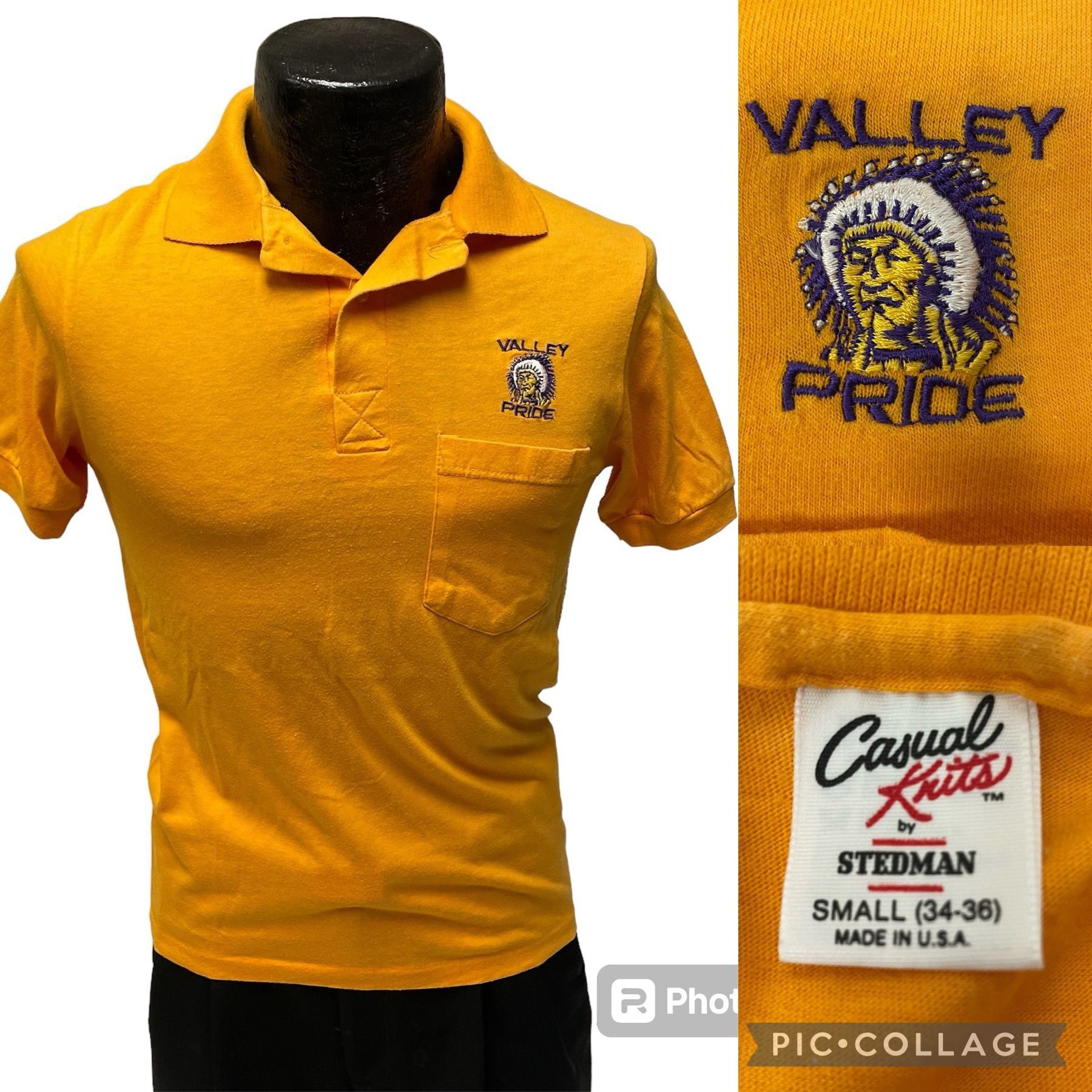 image of Unkwn 70’S Stedman Yellow Valley Pride Chiefs Surfer 50/50 Polo S, Men's (Size Small)