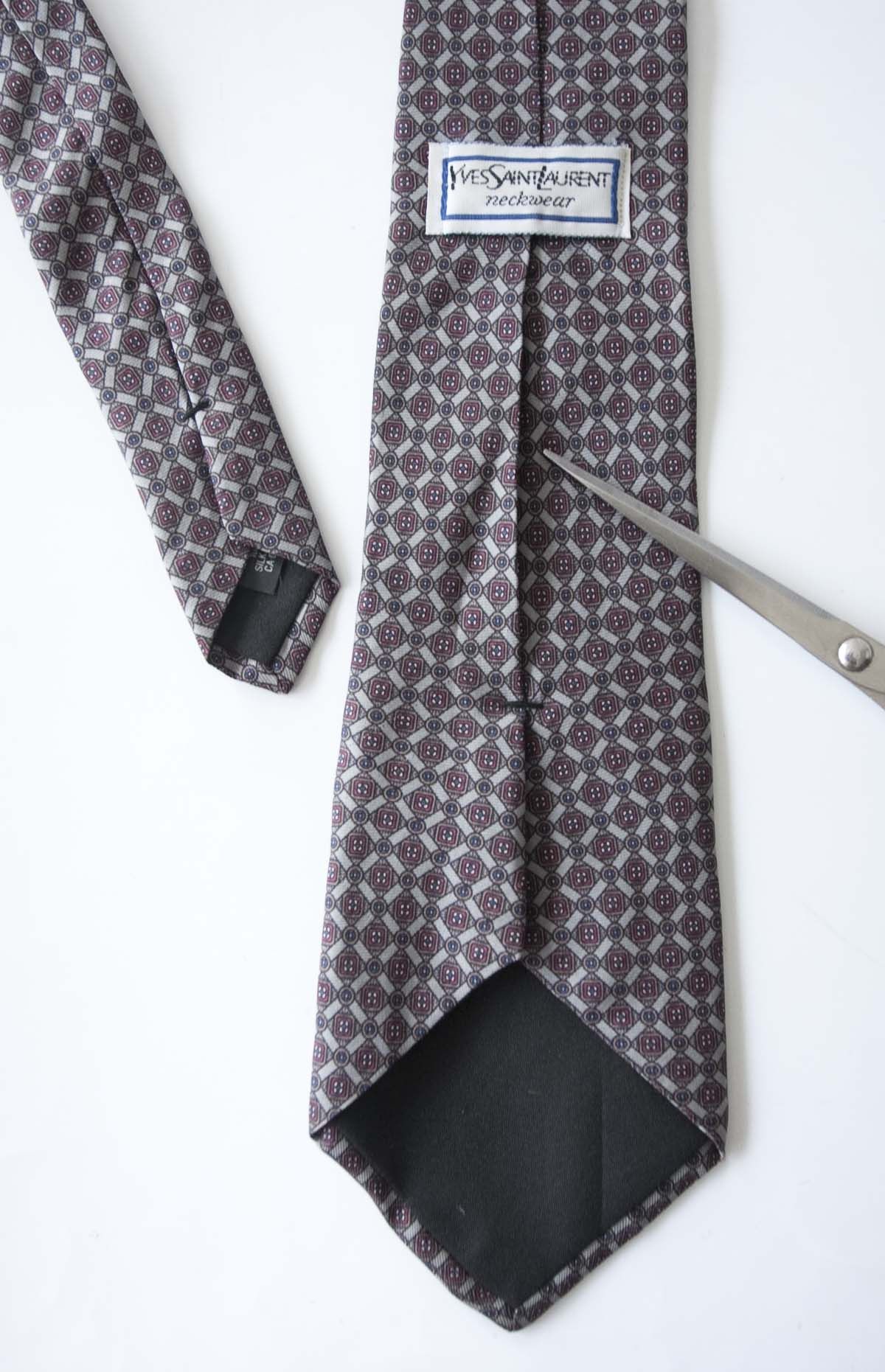 Vintage × Yves Saint Laurent Yves Saint Laurent Neckwear Tie 100% Silk Gray/ Brown Size ONE SIZE - 3 Thumbnail