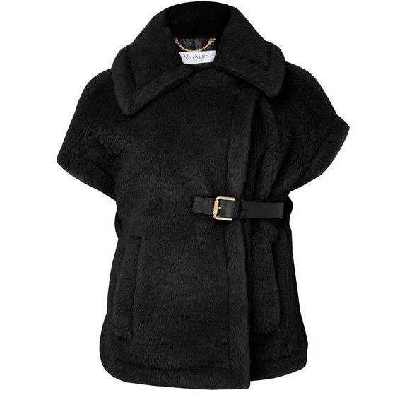 Max Mara MAX MARA Newabavo Teddy Black Wool Cape Coat New & Authentic Size ONE SIZE - 1 Thumbnail