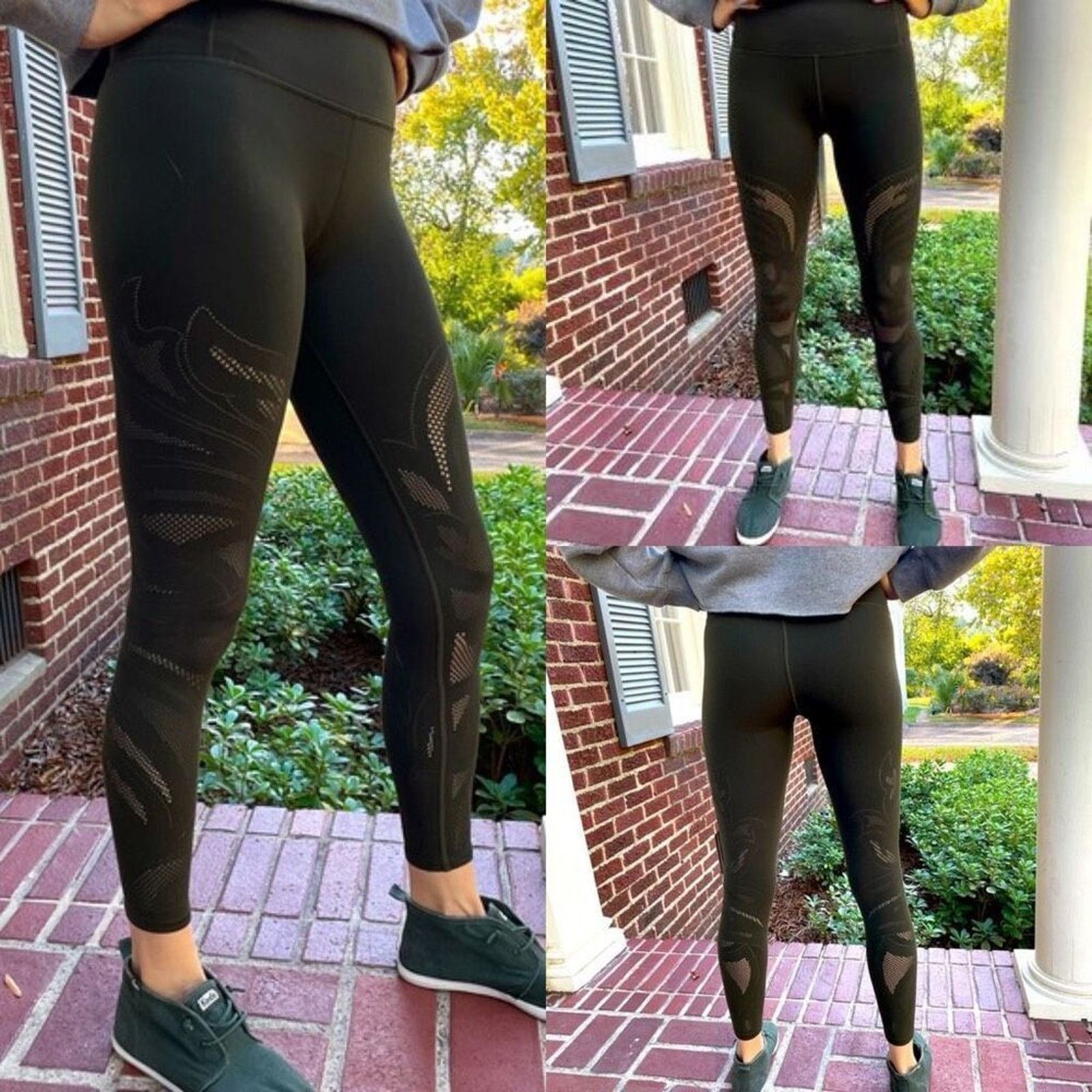 Lululemon Lululemon olive green laser cut floral leggings | Sz 4 Size 27" / US 4 / IT 40 - 2 Thumbnail