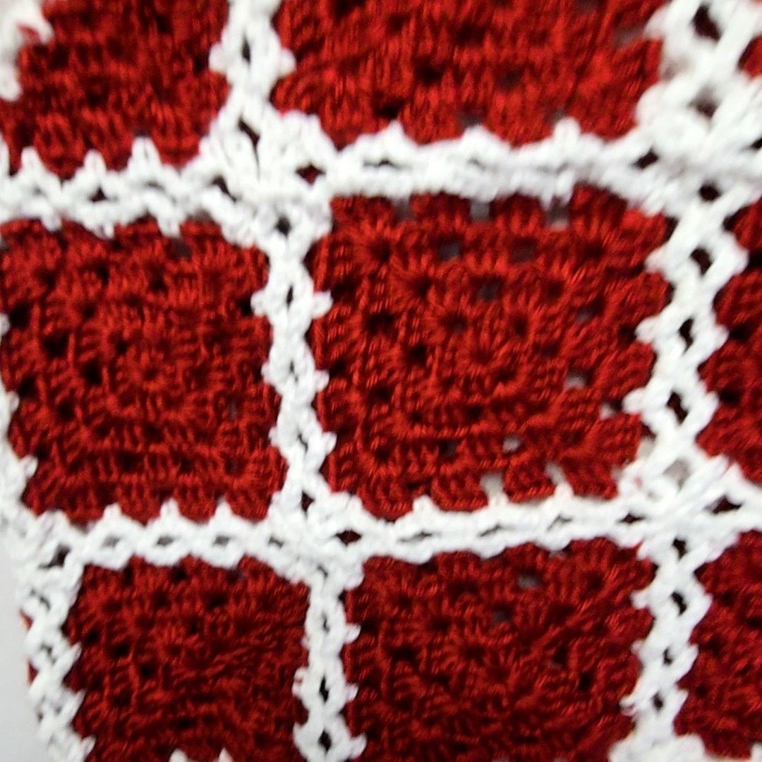 Handmade Red White Granny Square Sweater Vest Small Crochet Boho Top Size S / US 4 / IT 40 - 8 Thumbnail