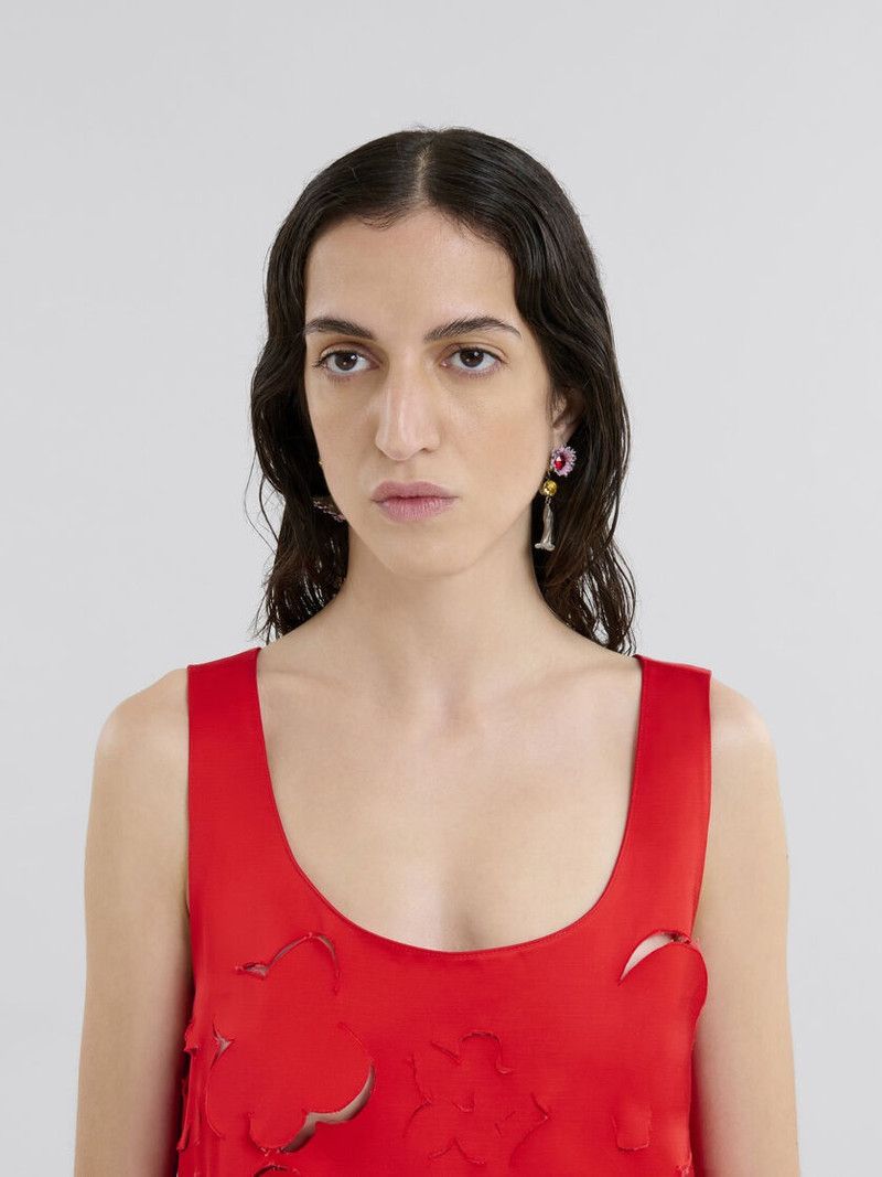 Marni o1f1d3z0326 Textured-Finish Mini Dress in Red Size XL / US 12-14 / IT 48-50 - 4 Thumbnail