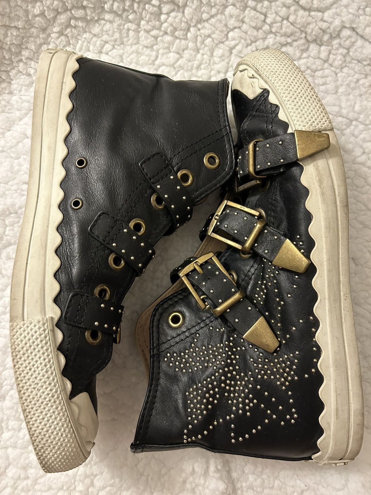 Chloe Chloe High Top Studded Sneaker Kyle Black Leather Studs 40 | Grailed