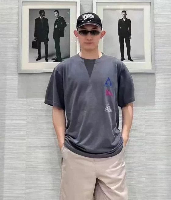 Dior Dior Gray Space Doodle Tee L 98N Washed Distressed Size US L / EU 52-54 / 3 - 8 Thumbnail