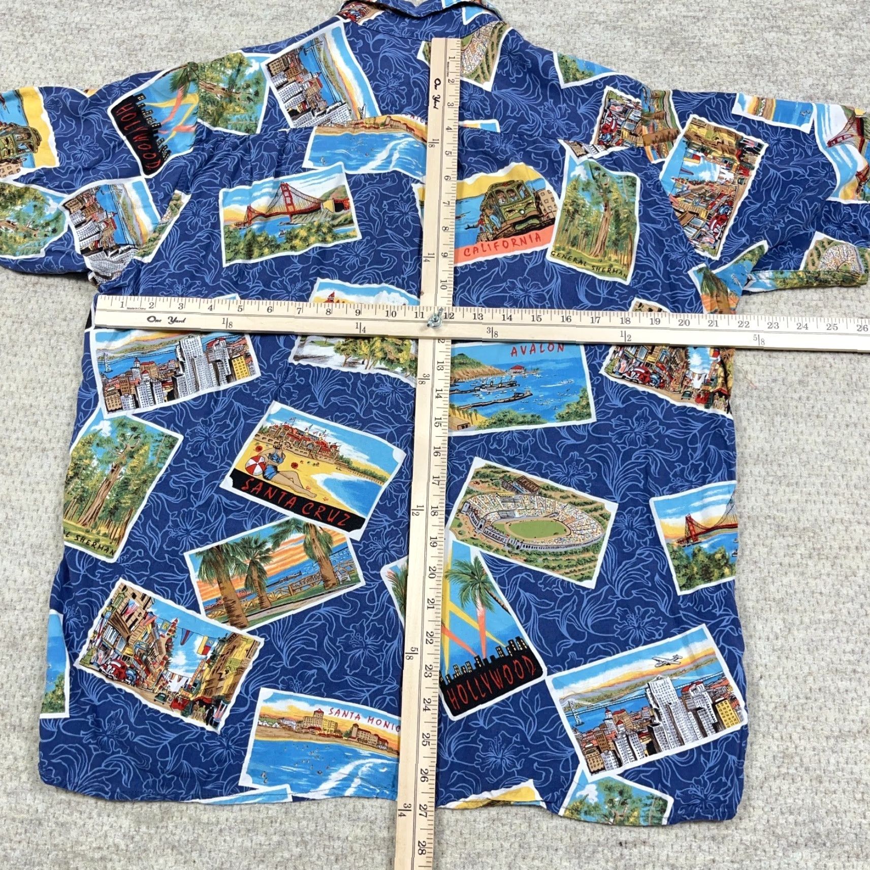 Reyn Spooner VINTAGE Reyn Spooner Hawaiian Shirt Men Medium Blue Rayon Postcards Adult Size US M / EU 48-50 / 2 - 6 Thumbnail