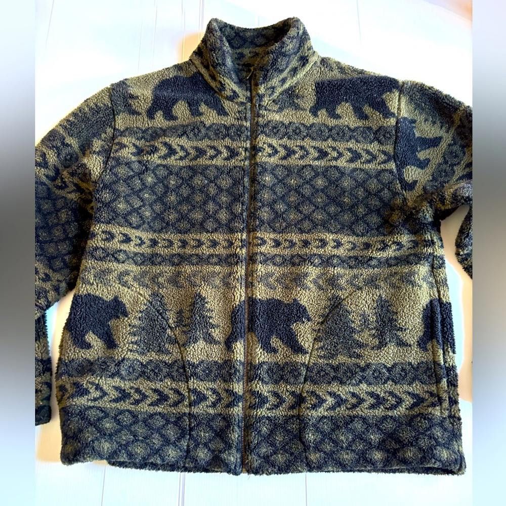 Designer Vintage 90’s Northern Elements Aztec Bear Pattern Fleece Size US XL / EU 56 / 4 - 1 Thumbnail
