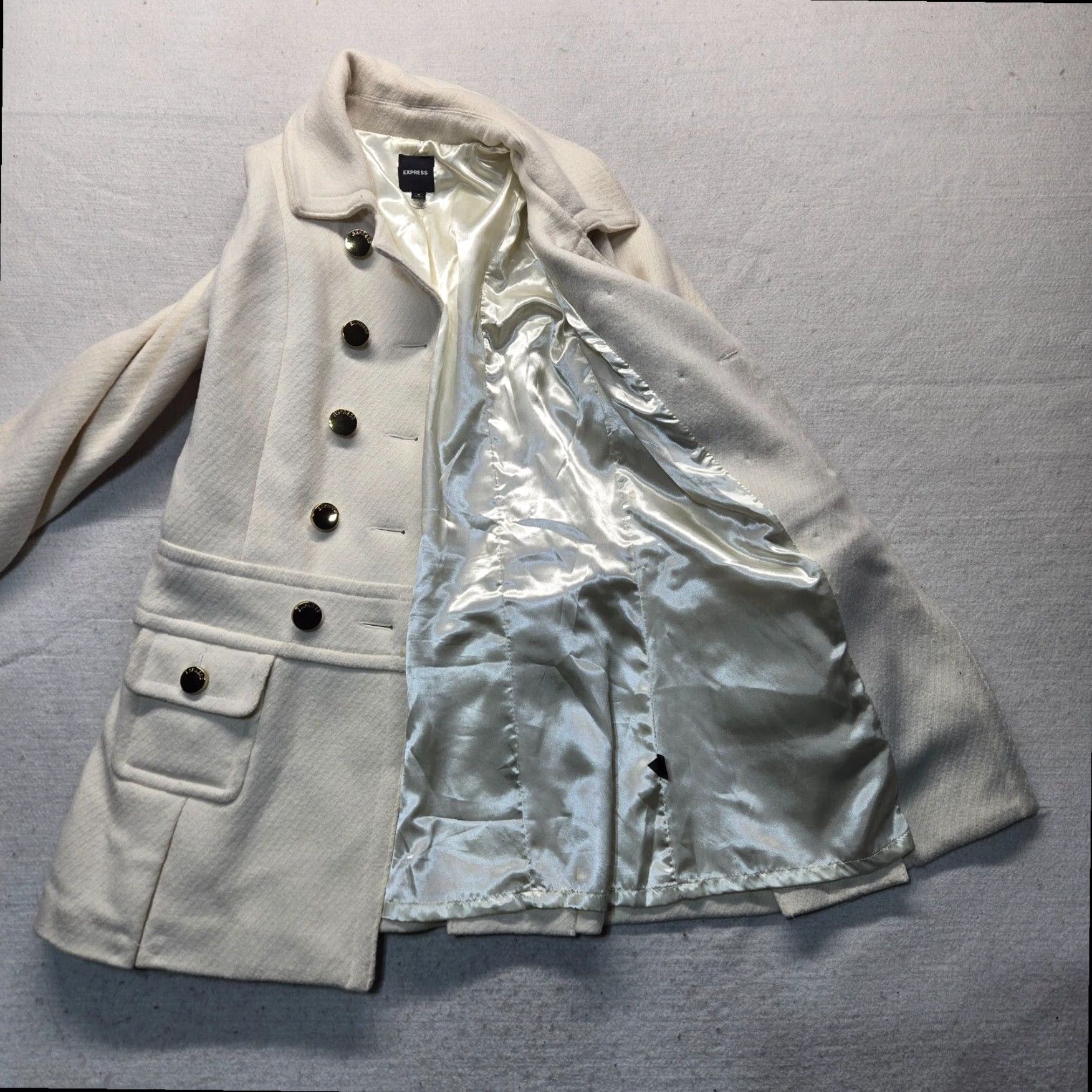 Express Express Women's Beige Trench Coat Jacket Wool Blend Small S Size S / US 4 / IT 40 - 2 Thumbnail