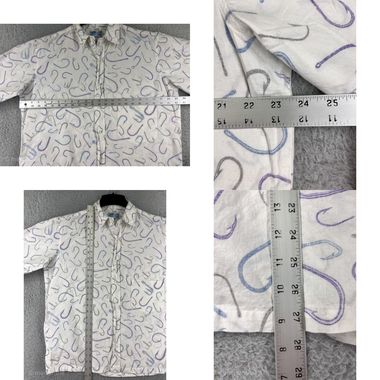 Vintage VINTAGE AFTCO Shirt Mens Large White All Over Print Fishing Angler Hook Resort Luau Aloha Hawaiian Size US L / EU 52-54 / 3 - 9 Thumbnail