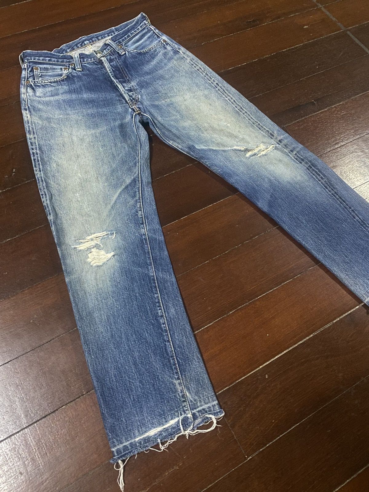 Full Count & Co. vintage full count selvedge distressed mud wash denim pants Size US 30 / EU 46 - 8 Thumbnail
