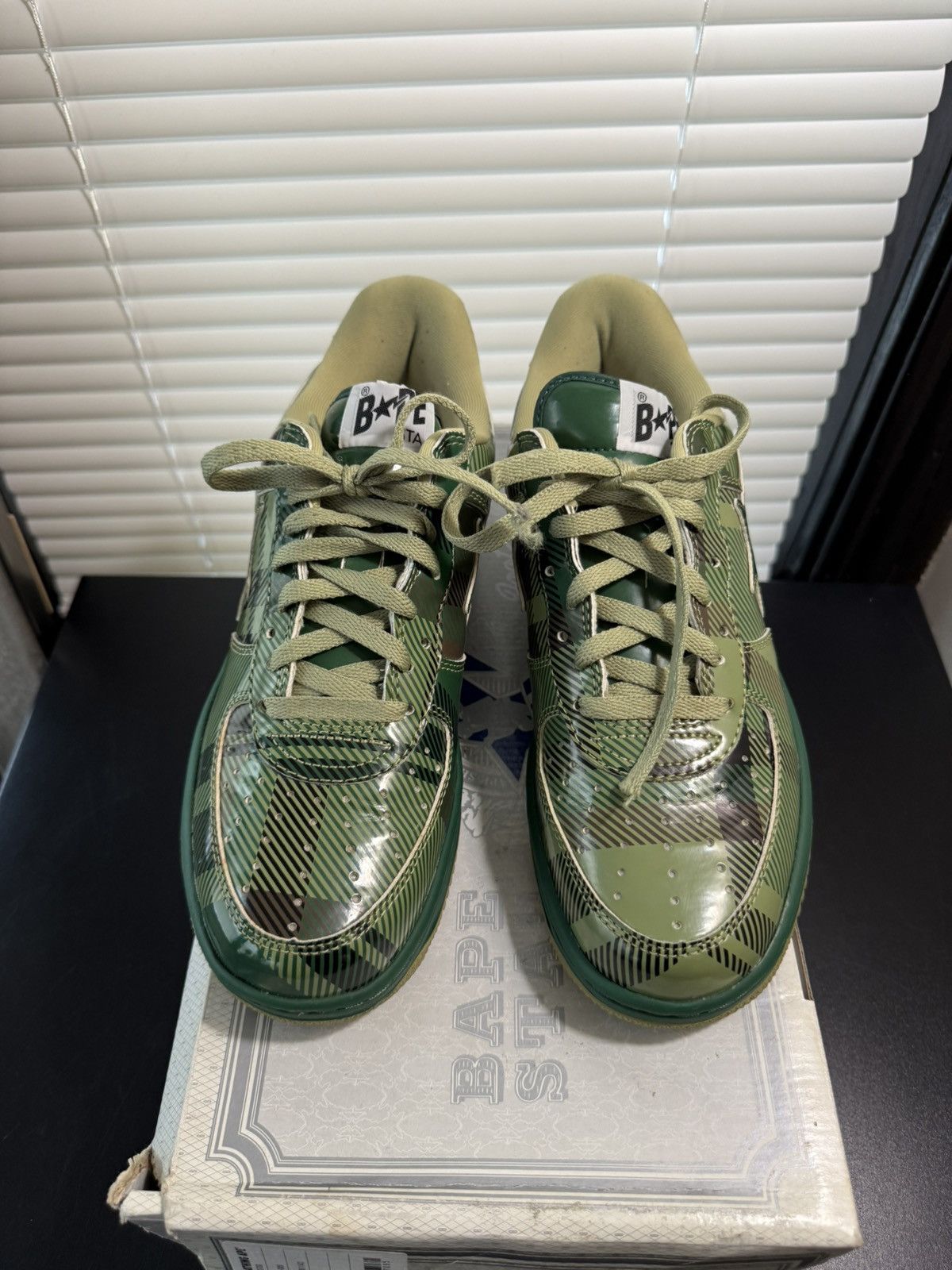 Bape Bapesta Green Check Shoes Size 9 Size US 9 / EU 42 - 2 Thumbnail