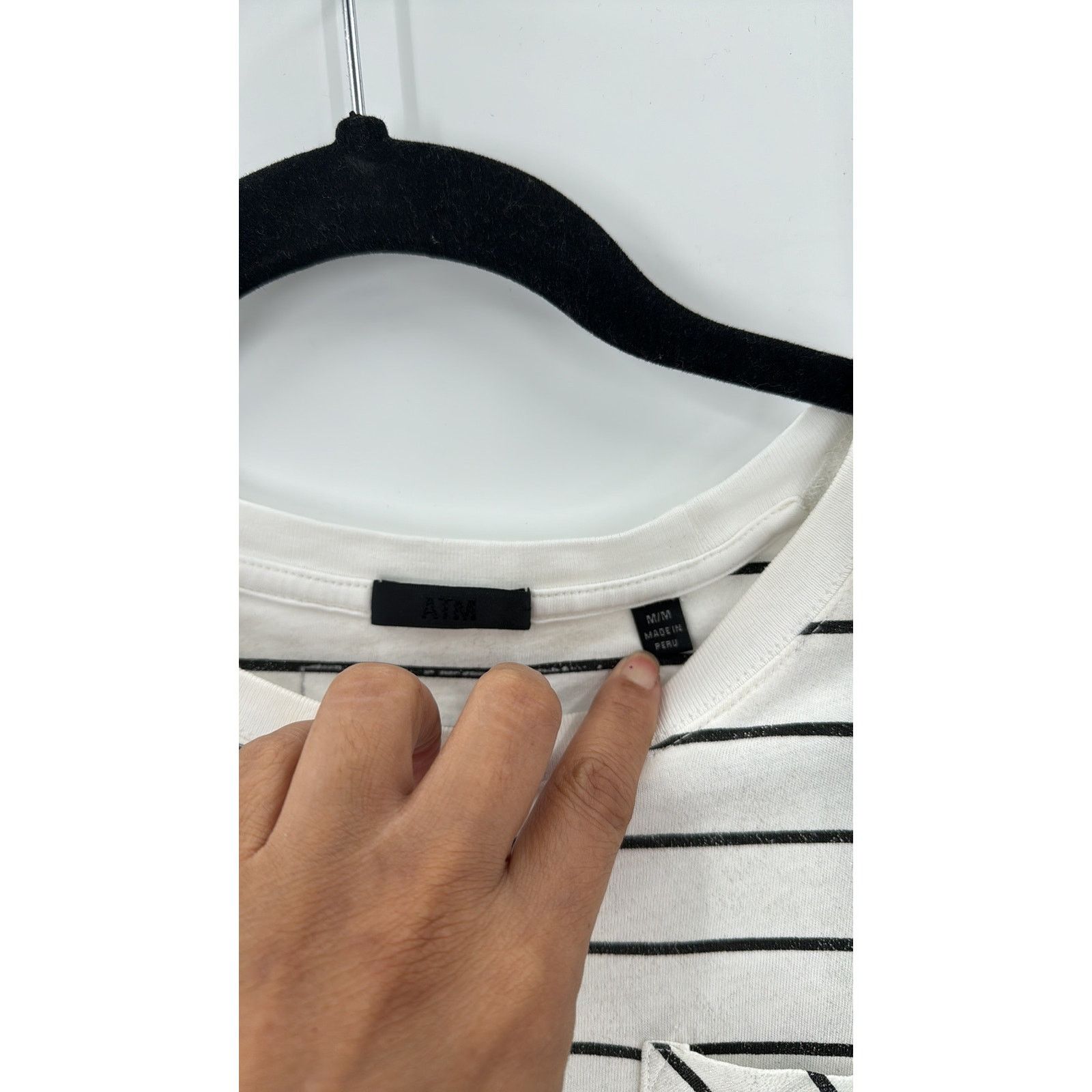ATM ATM Stripe Shimmer Long Sleeve T-Shirt Dress Chalk/Black Size M / US 6-8 / IT 42-44 - 3 Thumbnail