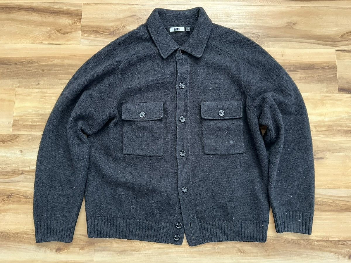 Uniqlo Uniqlo U Black Knitted Lambswool Jacket Sweater Size US L / EU 52-54 / 3 - 1 Thumbnail