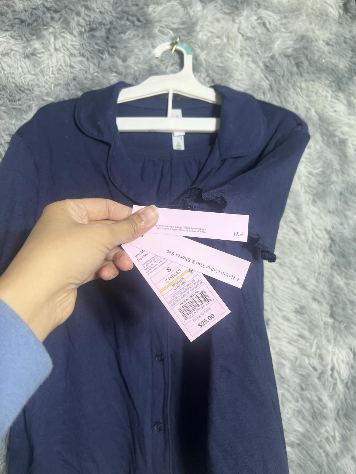 Other Wild Fable Navy Blue Button-Up Short Sleeve Top Size Small Size S / US 4 / IT 40 - 2 Thumbnail