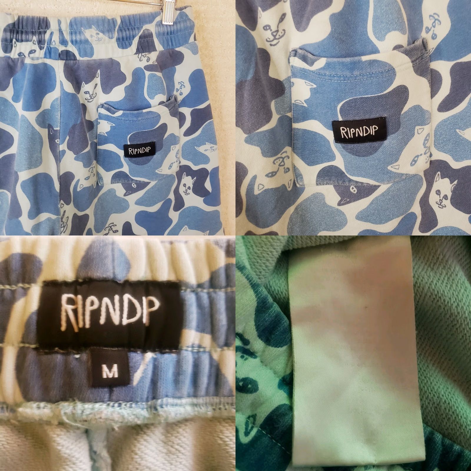 RIPNDIP RIPNDIP Tie Dye Cat Sweat Shorts Blue Pink Drawstring Pockets Elastic Waist M Size US 31 - 9 Thumbnail