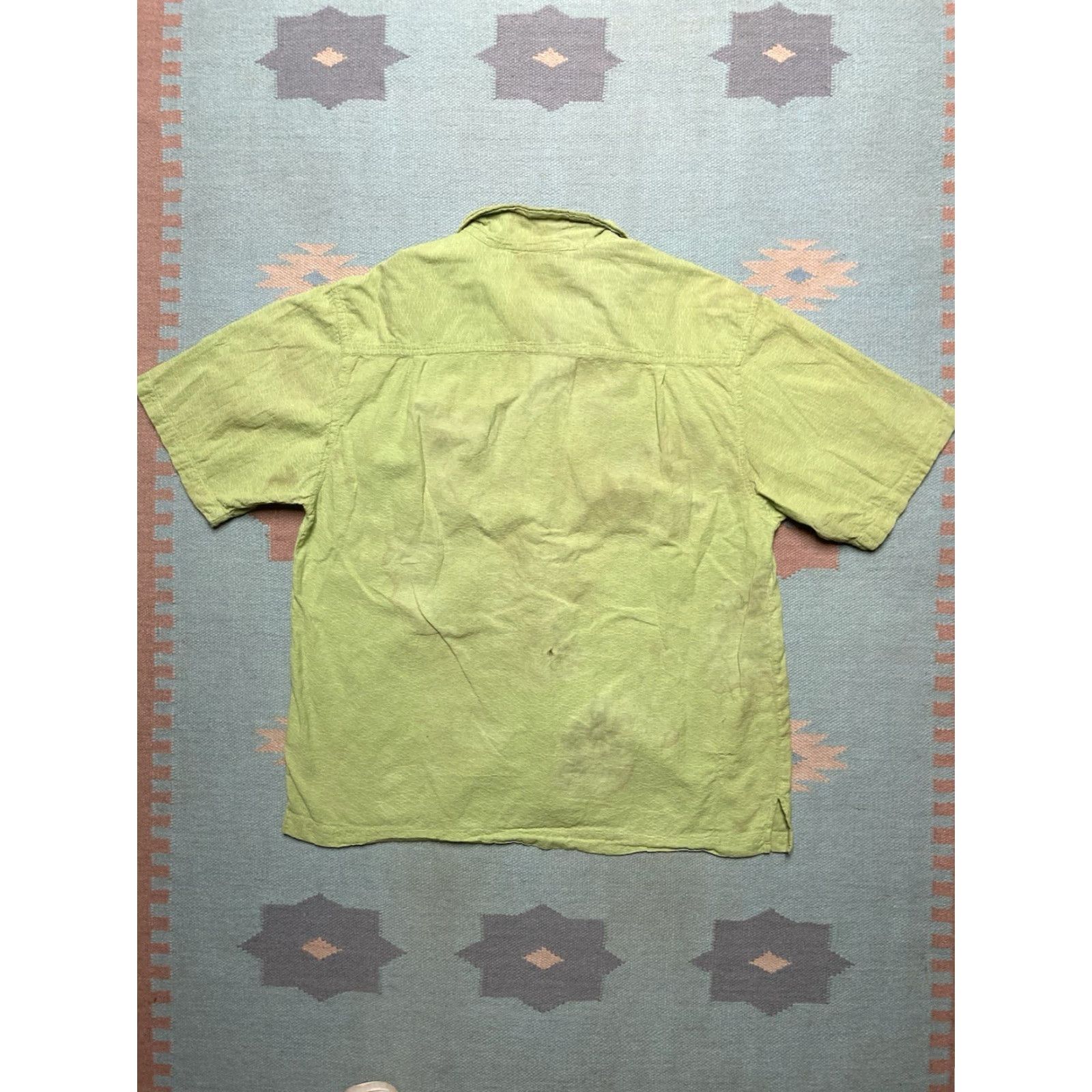 Ocean Pacific VINTAGE Ocean Pacific OP Hawaiian Distressed Short Sleeve Button-Up Shirt XL Green Mens Size US XL / EU 56 / 4 - 6 Thumbnail
