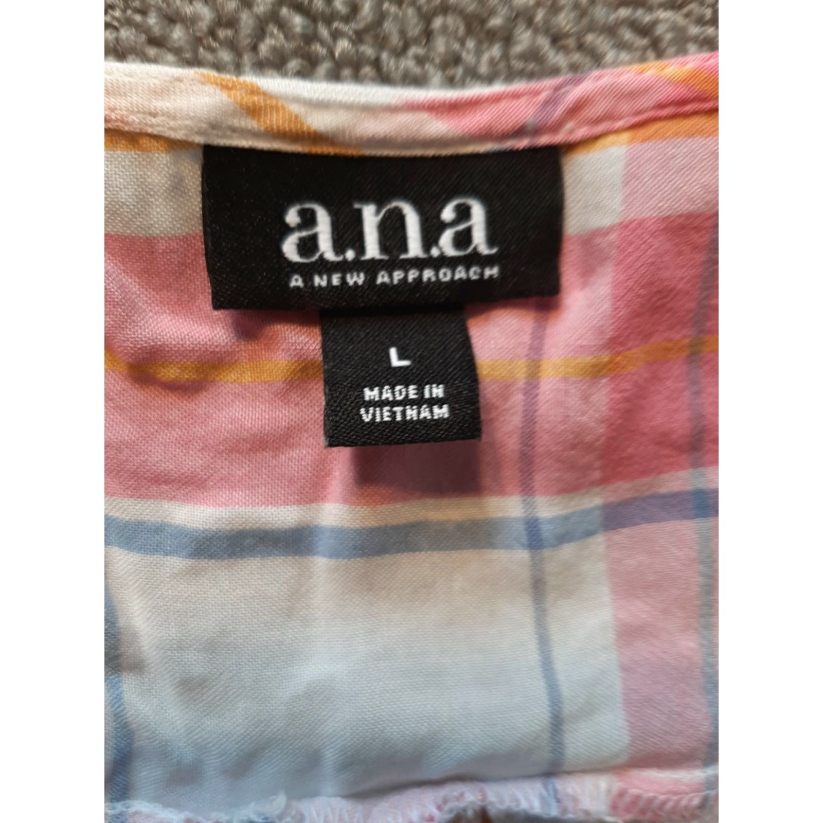 Pinko a.n.a Blouse Shirt Sleeveless Pink Plaid V-Neck Women L Large Casual Shirt Top Size L / US 10 / IT 46 - 4 Thumbnail