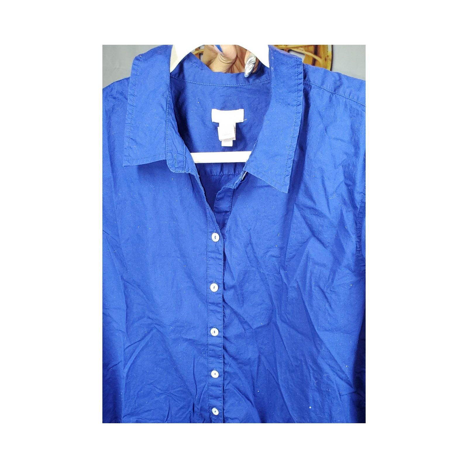Chicos Chico's Blue Tie-Front Button-Up Shirt Long Sleeve Size 3 Size L / US 10 / IT 46 - 4 Thumbnail