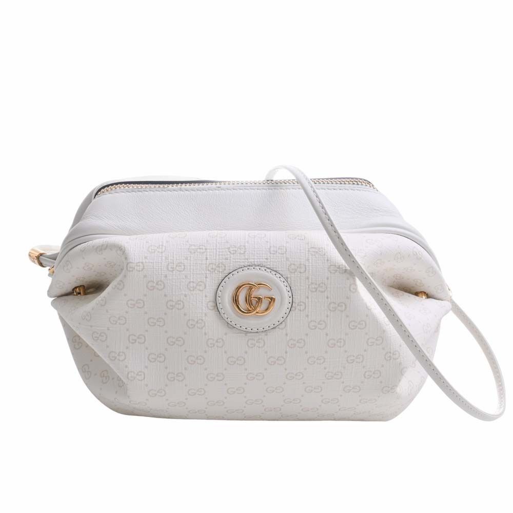 image of Gucci Micro GG Leather Mini Shoulder Bag White, Women's