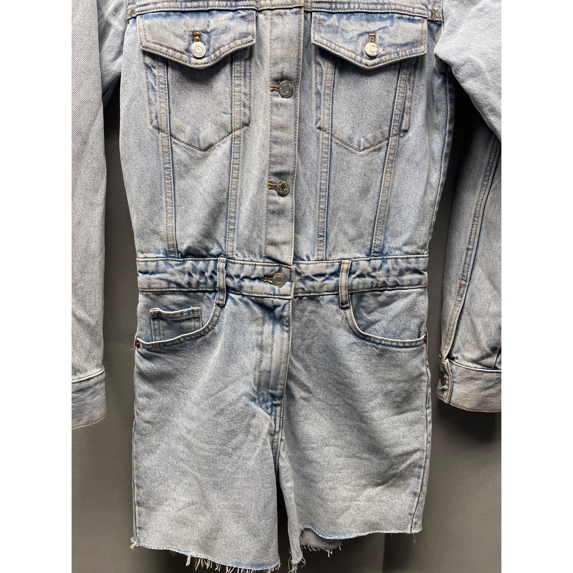 Zara Zara Women's Light Blue Jean Overall Long Sleeve Shorts Size Size XS / US 0-2 / IT 36-38 - 3 Thumbnail