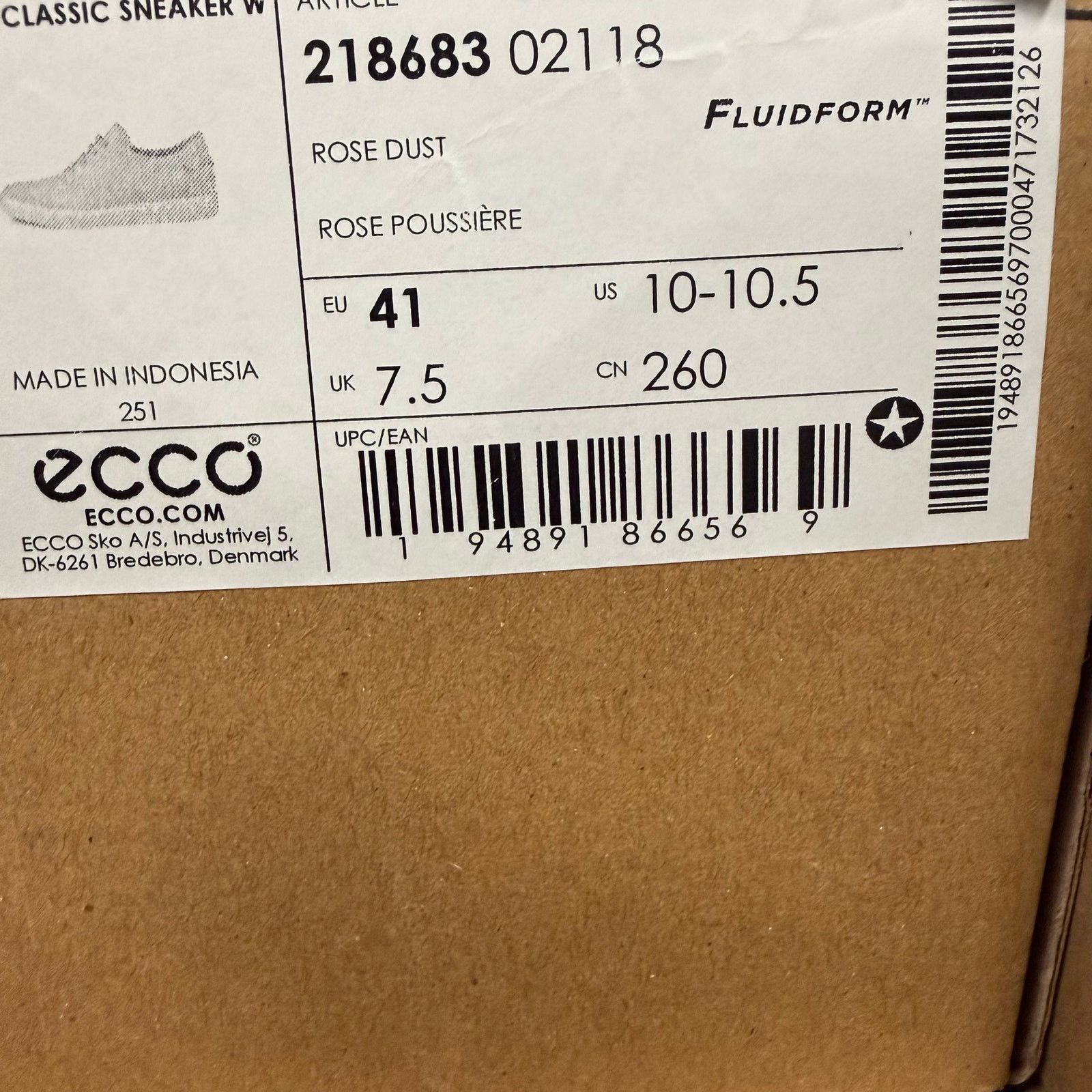 Ecco ECCO WOMEN'S 41 CLASSIC SLIP ON LEATHER SNEAKER ROSE DUST Size US 10 / IT 40 - 5 Thumbnail