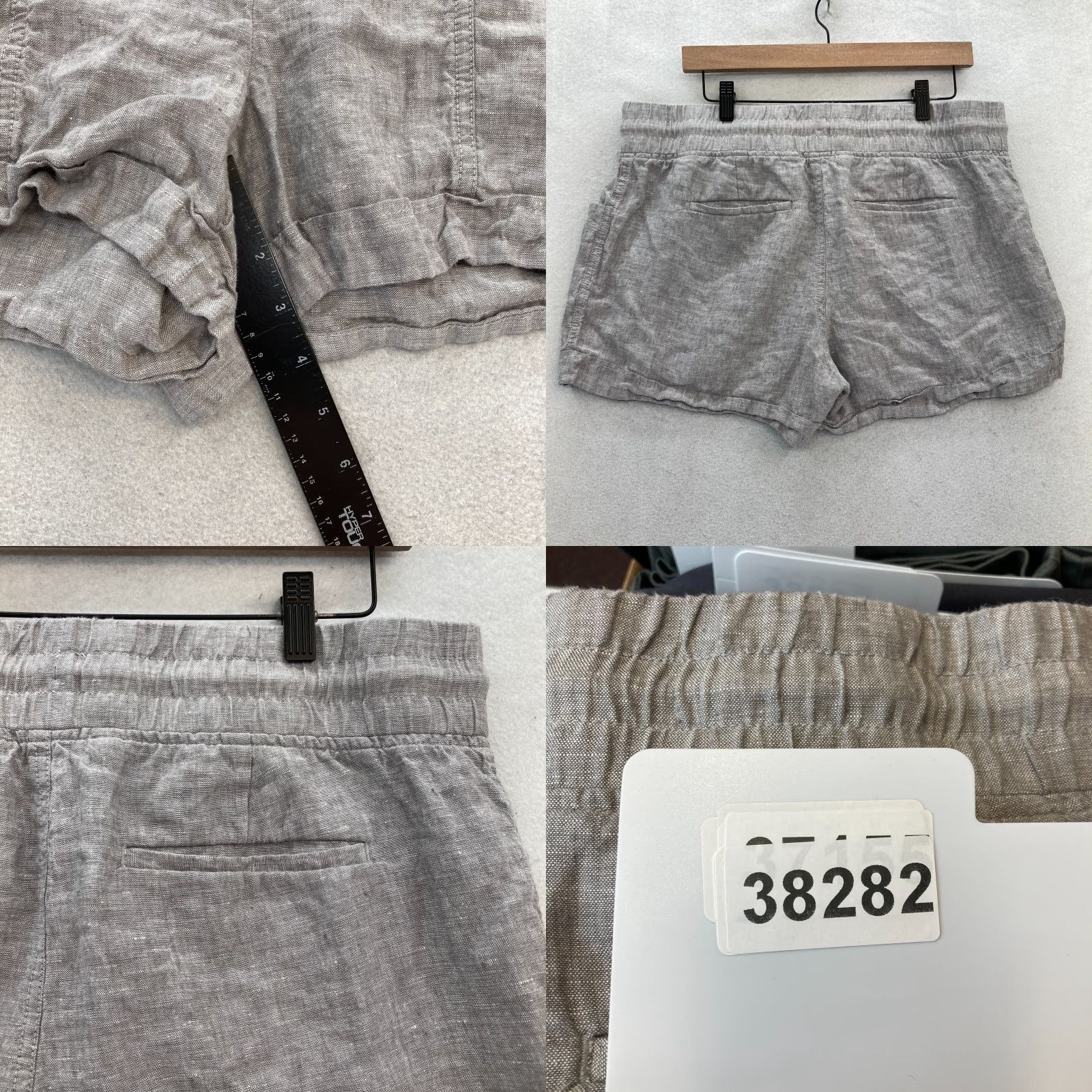 Athleta Athleta Cabo Linen 4" Short Women's 14 Gray Lightweight Drawstring Beach Preppy Linen Chino Shorts Mens? No, Women. Size 36" / US 14 / IT 50 - 8 Thumbnail