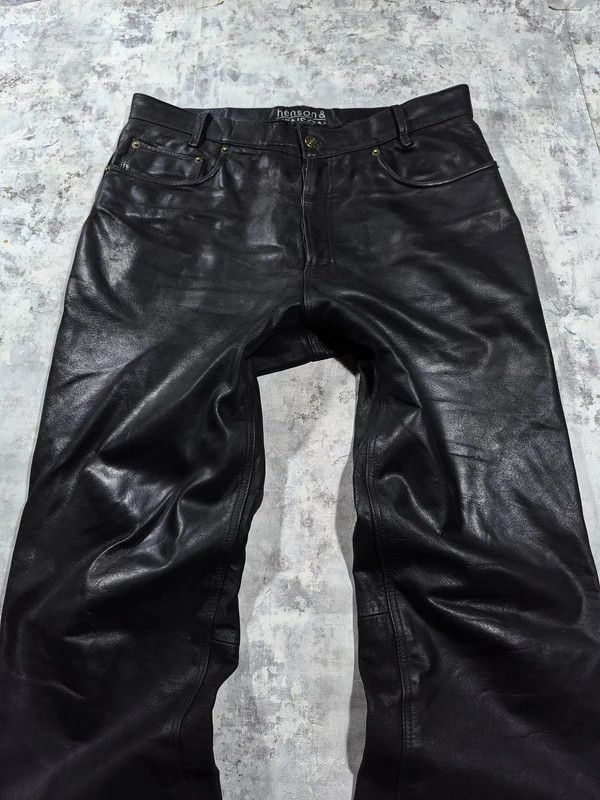 Leather Vtg Moto Biker Rockstar Opium Real Leather Pants Size US 35 - 2 Thumbnail