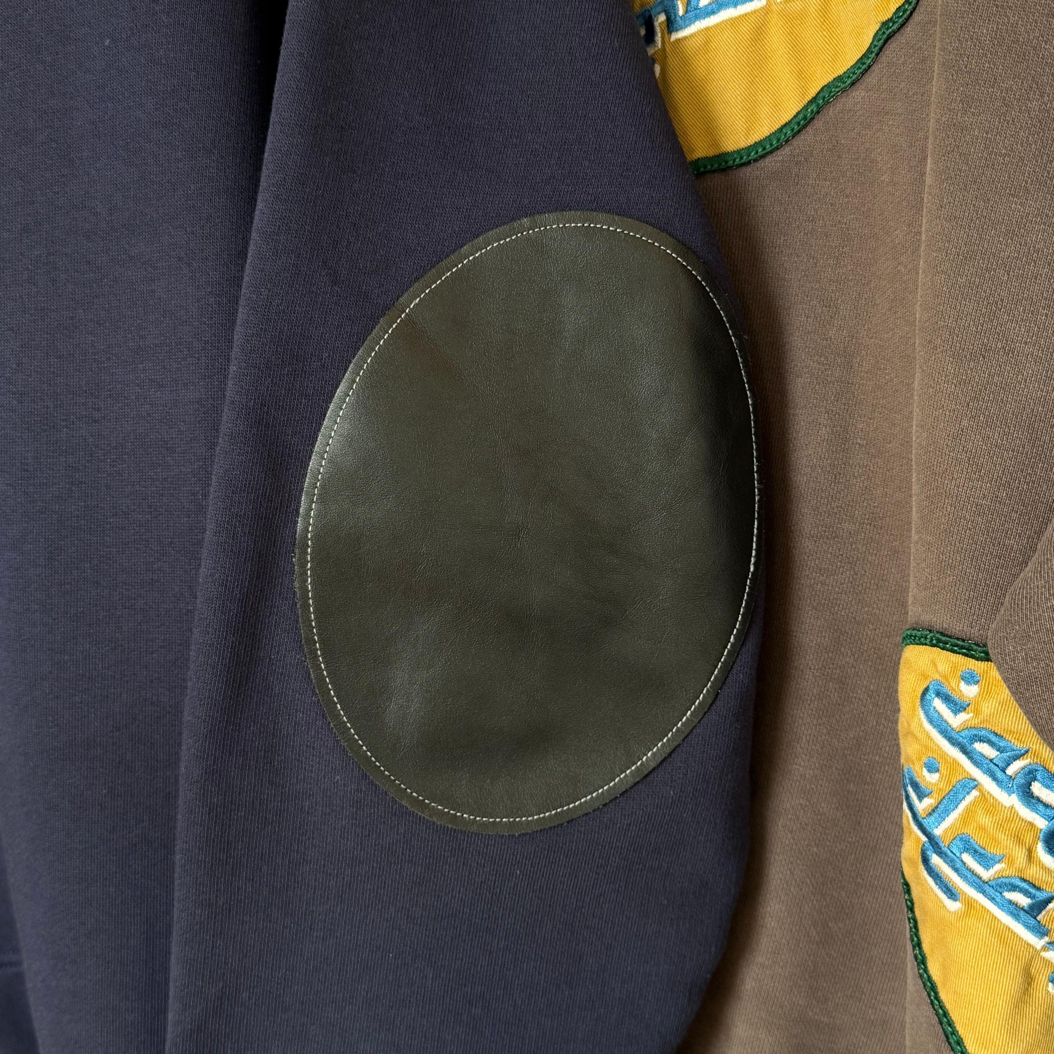 Acne Studios Navy Blue Sweater with Black Leather Elbow Pads Size US S / EU 44-46 / 1 - 5 Thumbnail