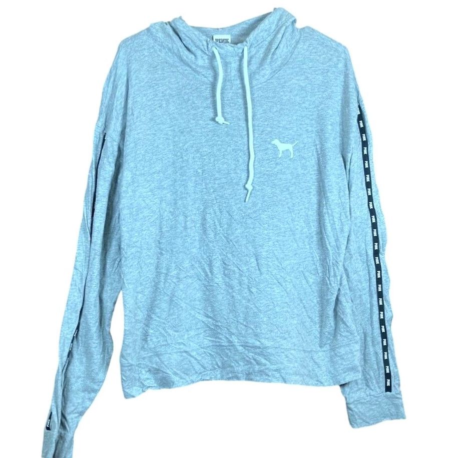 Vintage PINK Victoria’s Secret Sweatshirt Gray Hooded Pullover 100% Cotton Large Womens Regular Shirt Size L / US 10 / IT 46 - 2 Thumbnail