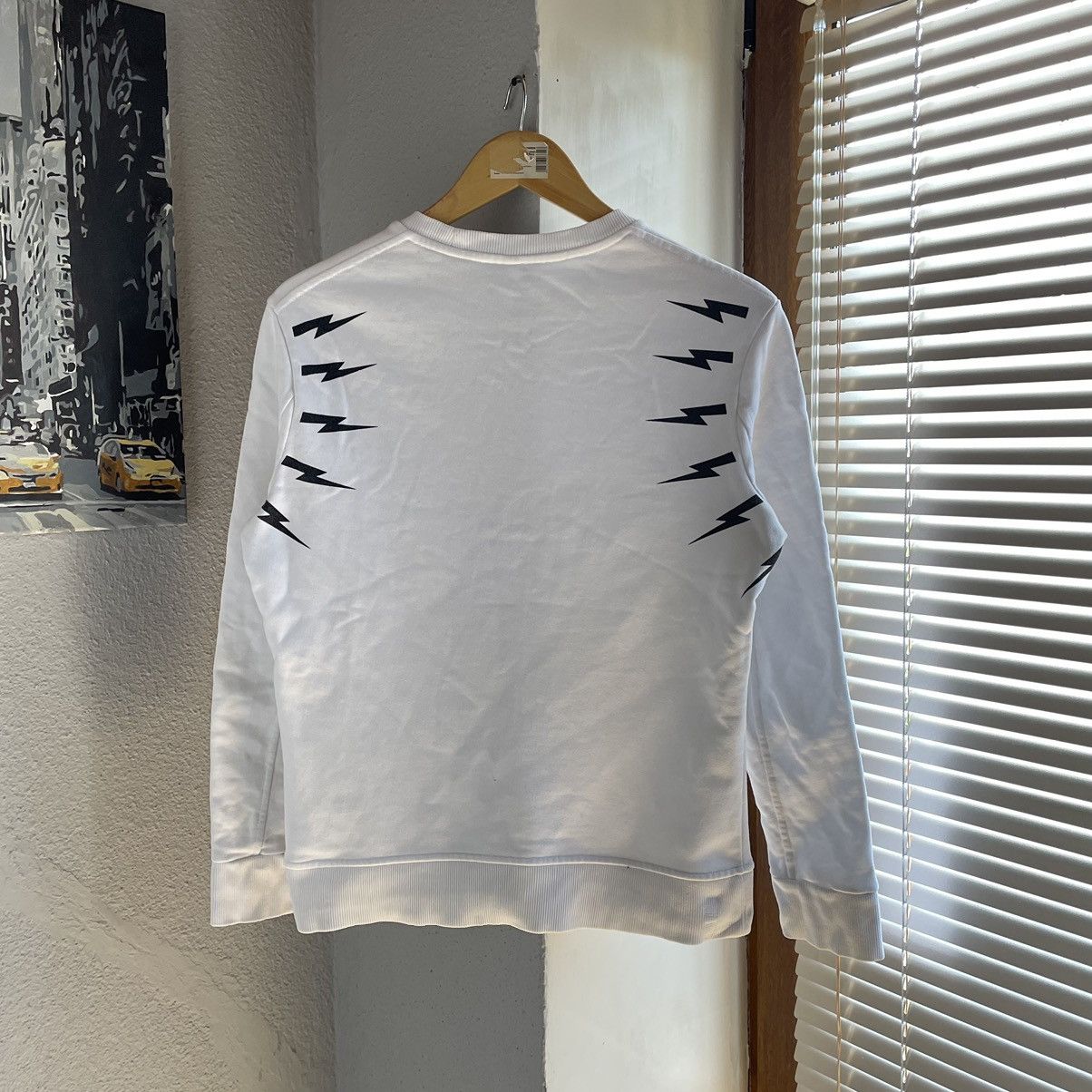 Neil Barrett NEIL BARRETT FAIR ISLE THUNDEBOLT SLEEVE CREW SWEATSHIRT Size US XS / EU 42 / 0 - 9 Thumbnail