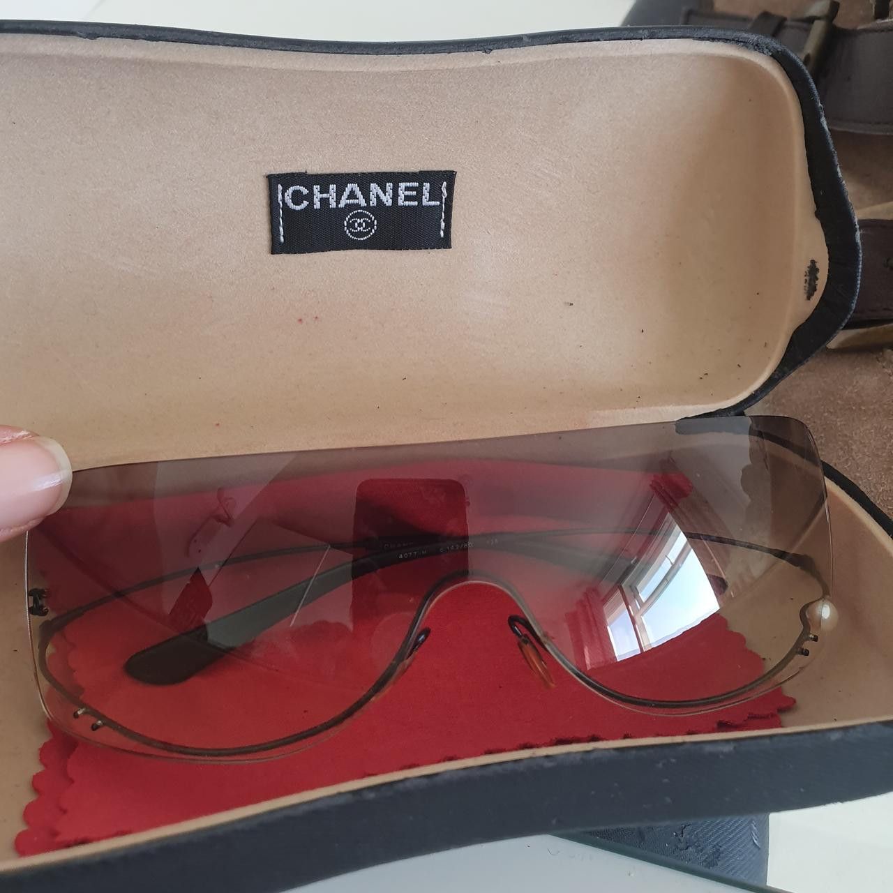 Chanel CHANEL Sunglasses 4077 Rimless Rhinestone 4017 Shields RI832 Size ONE SIZE - 3 Thumbnail