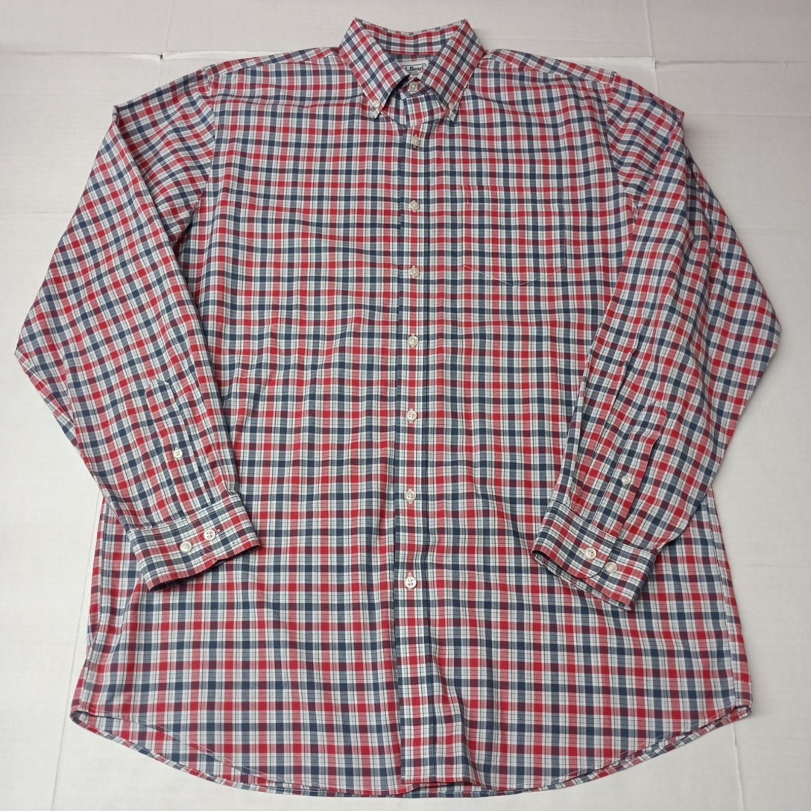 L.L. Bean LL Bean Men's Size LT Blue Red White Plaid Shirt Traditional Size US L / EU 52-54 / 3 - 1 Thumbnail