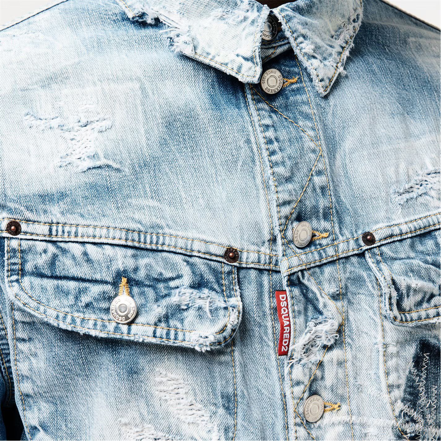 Dsquared2 o1g2r1mq0426 Distressed Vintage-Inspired Denim Jacket Blue Size US L / EU 52-54 / 3 - 5 Thumbnail