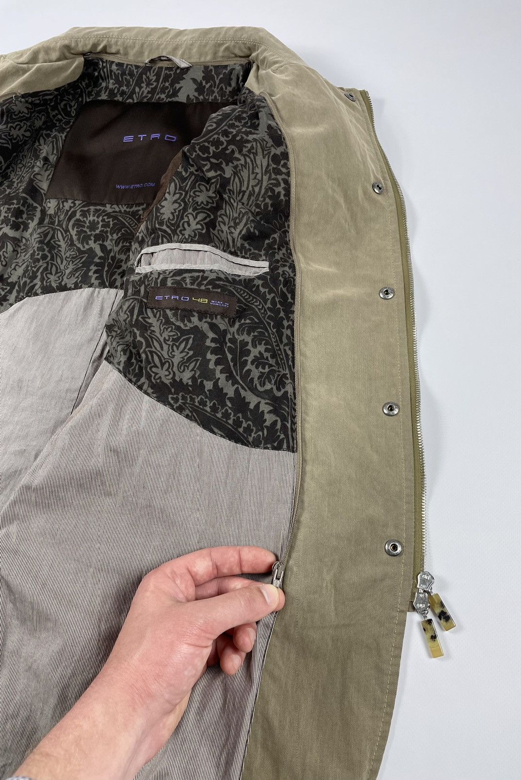 Etro ETRO Archives Zip Button Leather Cotton Beige/Brown Jacket Size US M / EU 48-50 / 2 - 12 Thumbnail