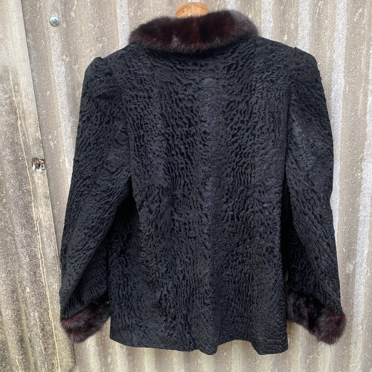 If Six Was Nine Rare Vintage Fur Black Lambswool Coat Cardigan Size M / US 6-8 / IT 42-44 - 7 Thumbnail