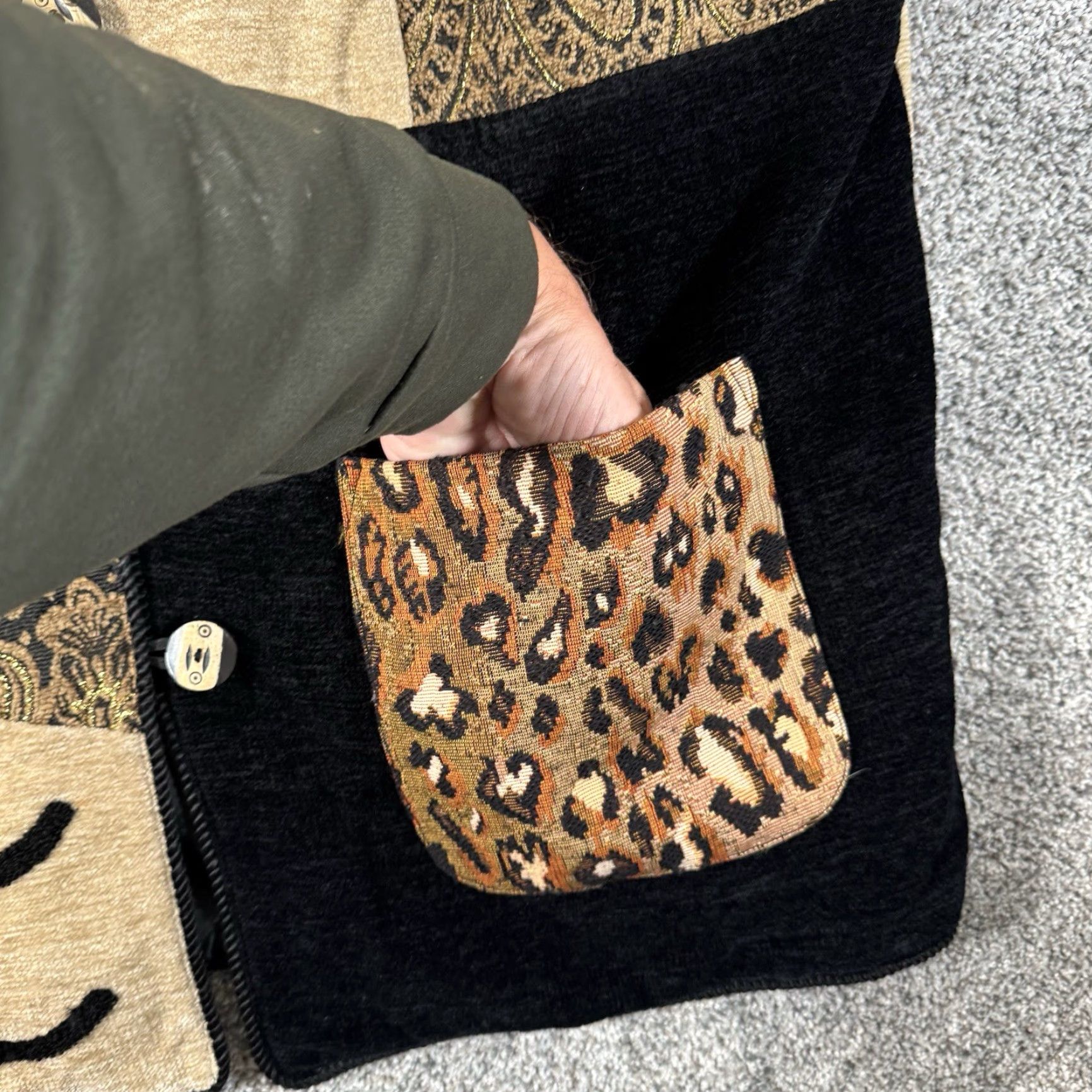 Vintage VINTAGE Indigo Moon Jacket 1X Women Leopard Print Patchwork Whimsigoth Art To Wear Thick Lined Shoulder Pads 90s Retro Fall Spring Winter Size XL / US 12-14 / IT 48-50 - 4 Thumbnail