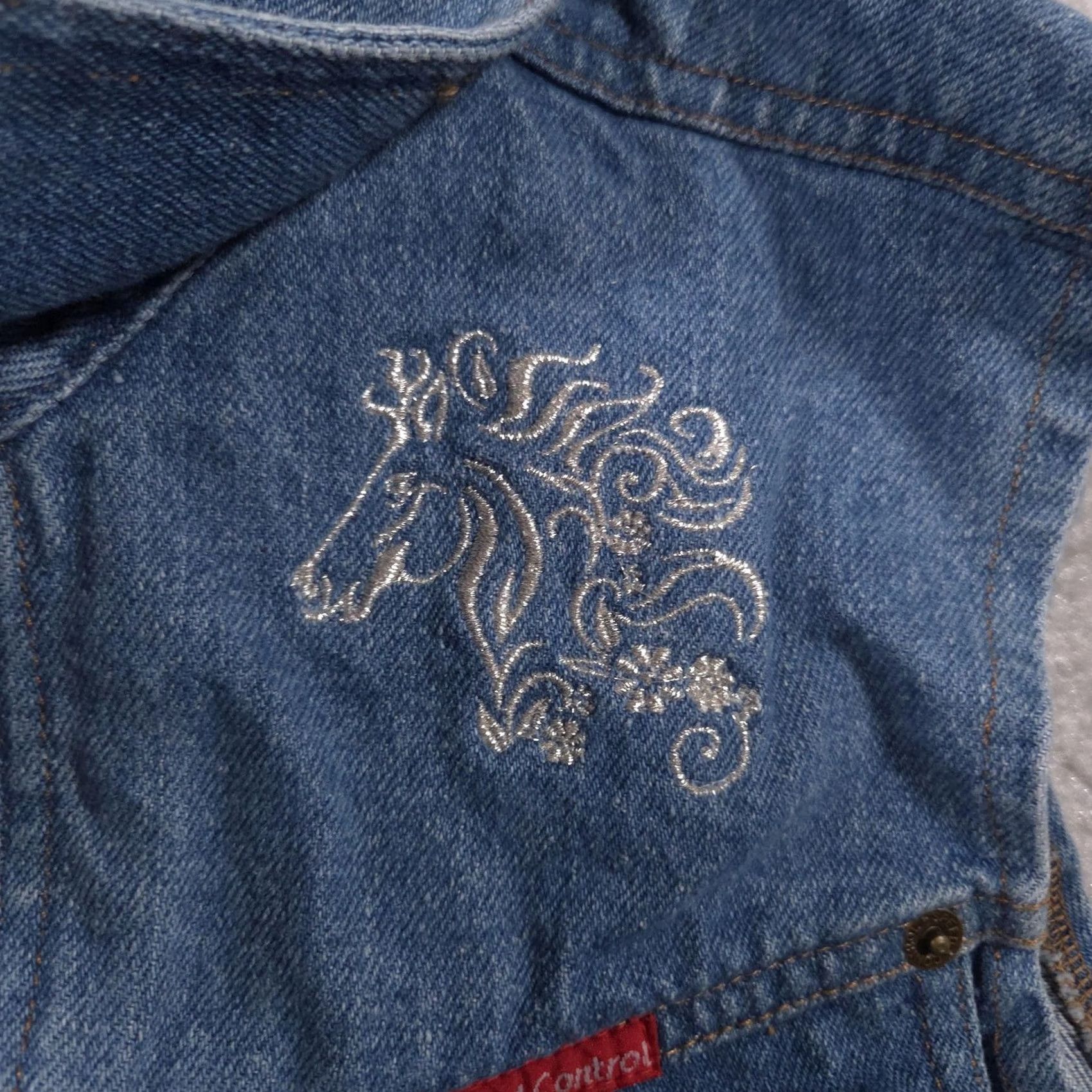 Speedo VINTAGE Speed Control Vest Girls Small Blue Denim Zip Front Embroidered Horse Western Size S / US 4 / IT 40 - 7 Thumbnail