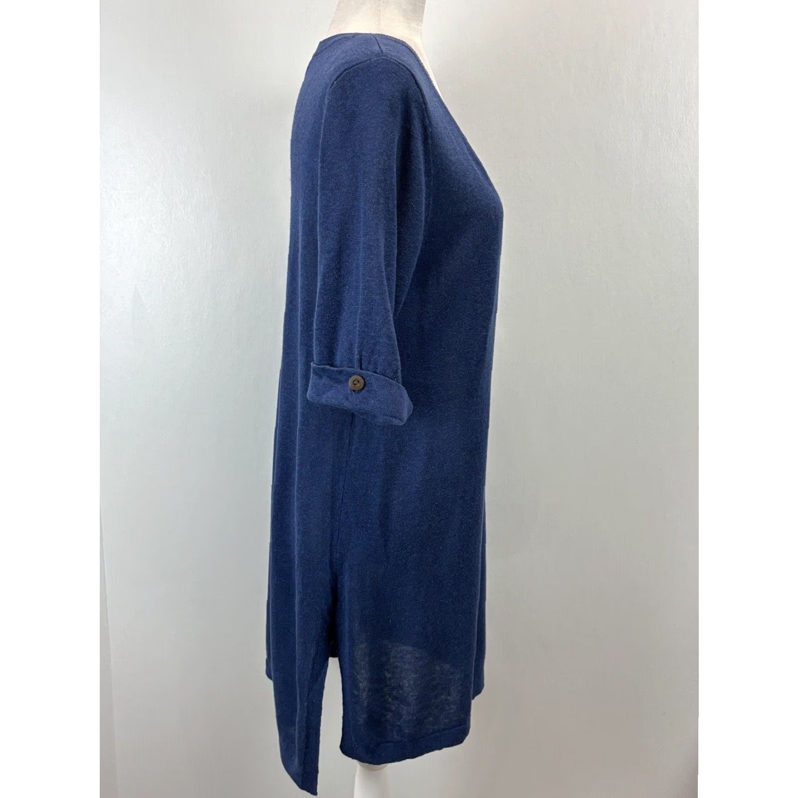 J. Jill J. Jill Women's Blue Short Sleeve Linen Knit Sweater Tunic Medium Coastal Size M / US 6-8 / IT 42-44 - 4 Thumbnail
