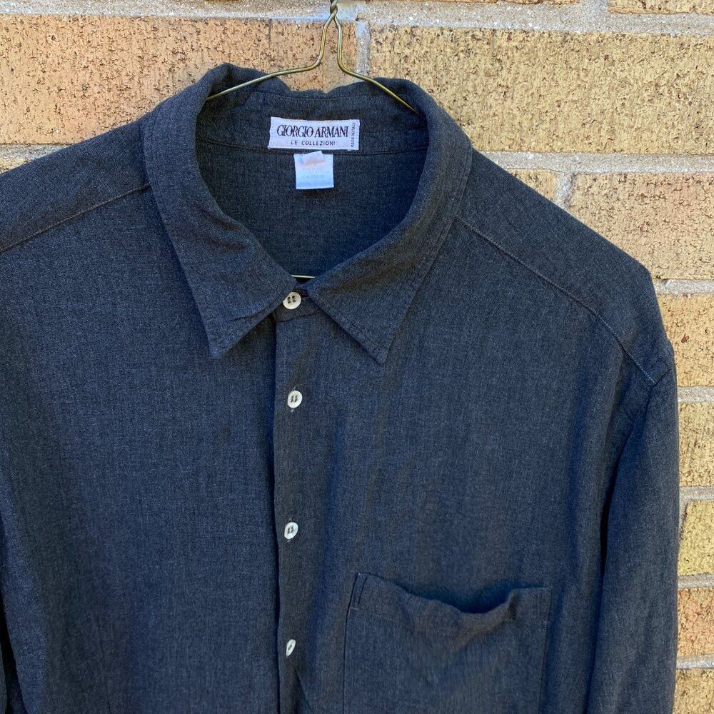 Armani × Giorgio Armani × Vintage Vintage 90s Giorgio Armani Soft Charcoal Button Up Shirt Si Size US L / EU 52-54 / 3 - 1 Thumbnail