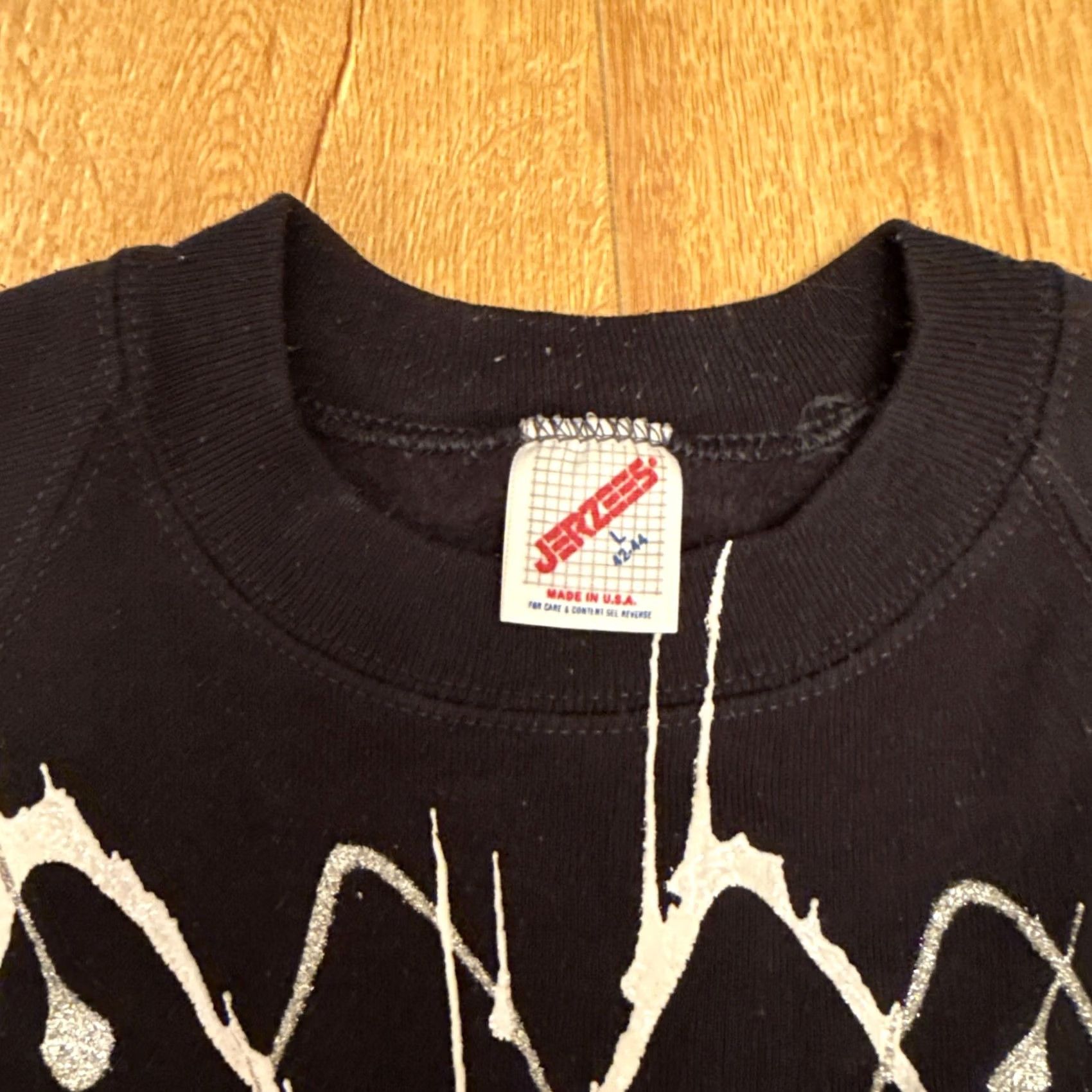 Jerzees VINTAGE Jerzees Ladies Crewneck Sweatshirt Abstract 90s USA Floral Puff Paint L Black Size L / US 10 / IT 46 - 3 Thumbnail