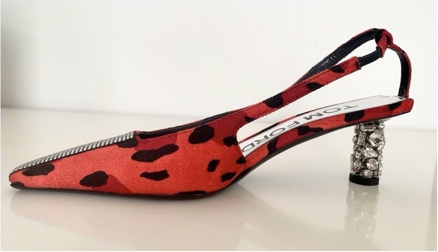 Tom Ford Auth TOM FORD Animalier Red Velvet Slingbacks - Sz 39 Size US 9 / IT 39 - 3 Thumbnail