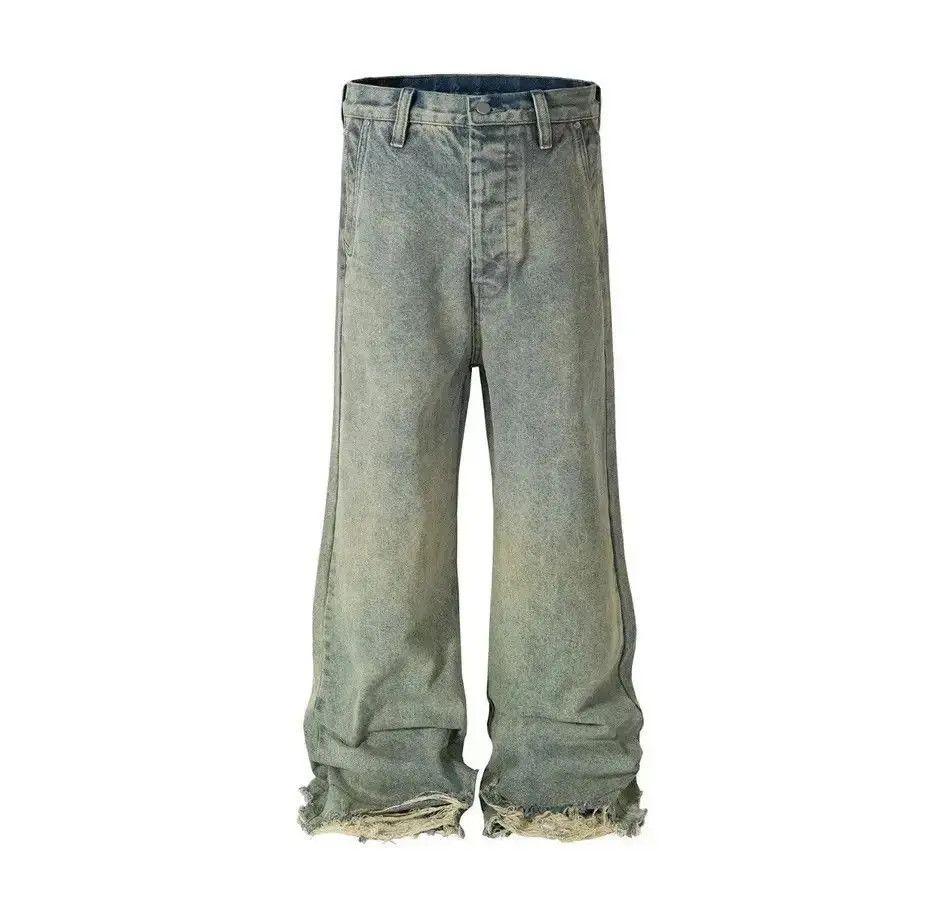 Japanese Brand Rusty Yellow Green Baggy Washed Blue Jeans Size US 32 / EU 48 - 2 Thumbnail