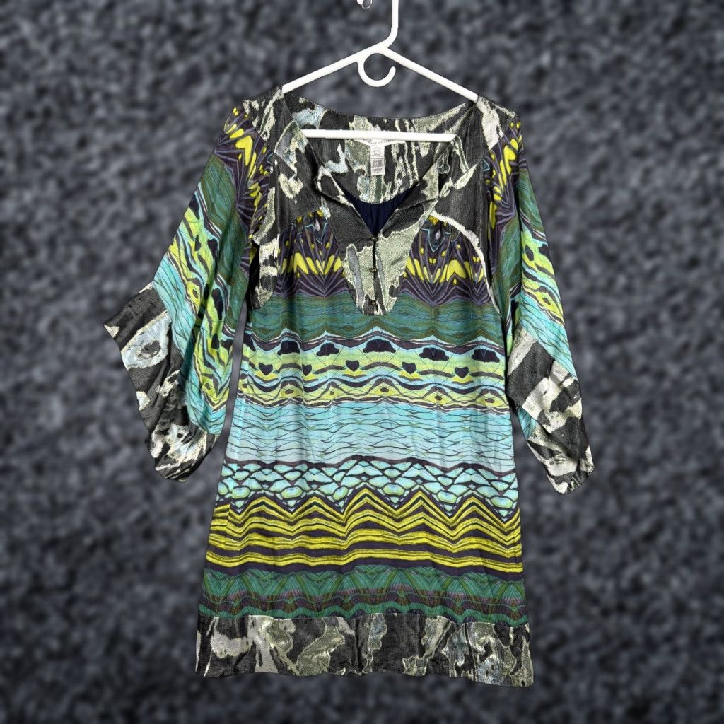 Diane von Furstenberg Diane von Furstenberg Silk Dress Women 4 Short Bell Sleeve Party/Cocktail Casual Multicolor Floral 3/4 Sleeve Button Neck Split Retro 4 Womens Size S / US 4 / IT 40 - 1 Thumbnail